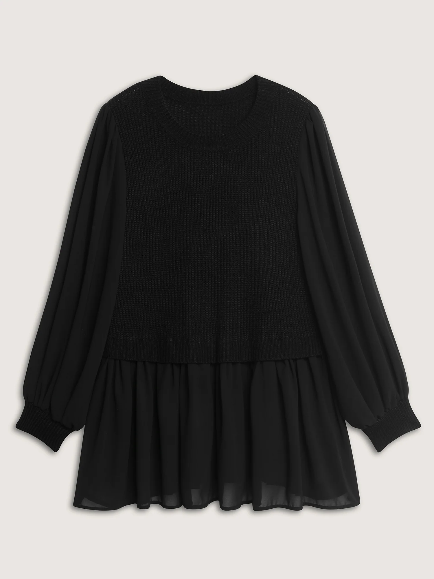 Balloon Sleeve Solid Twofer Sweater - Image 7