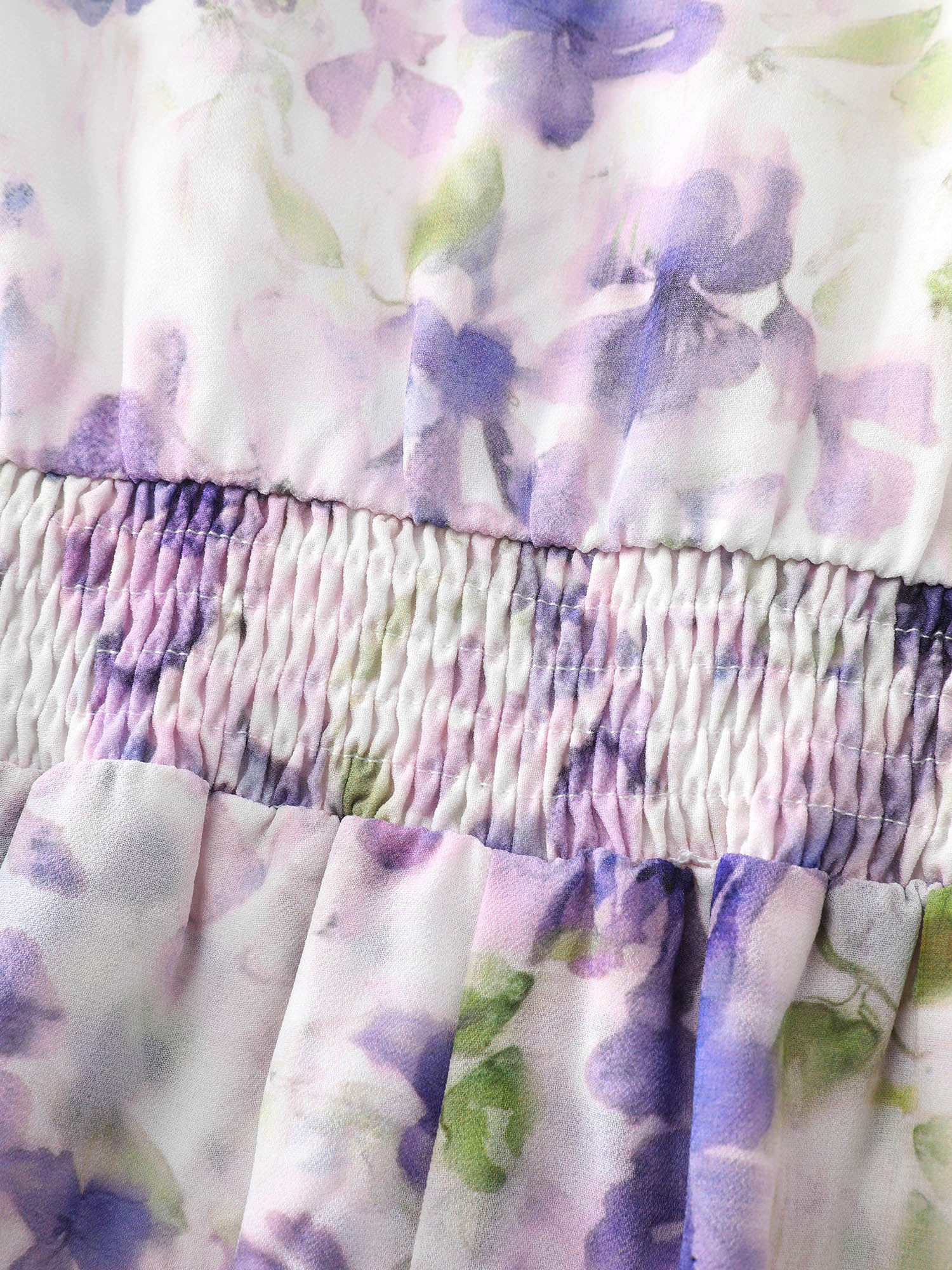 Artistic Floral Print Pleated Waist Mini Dress - Image 5