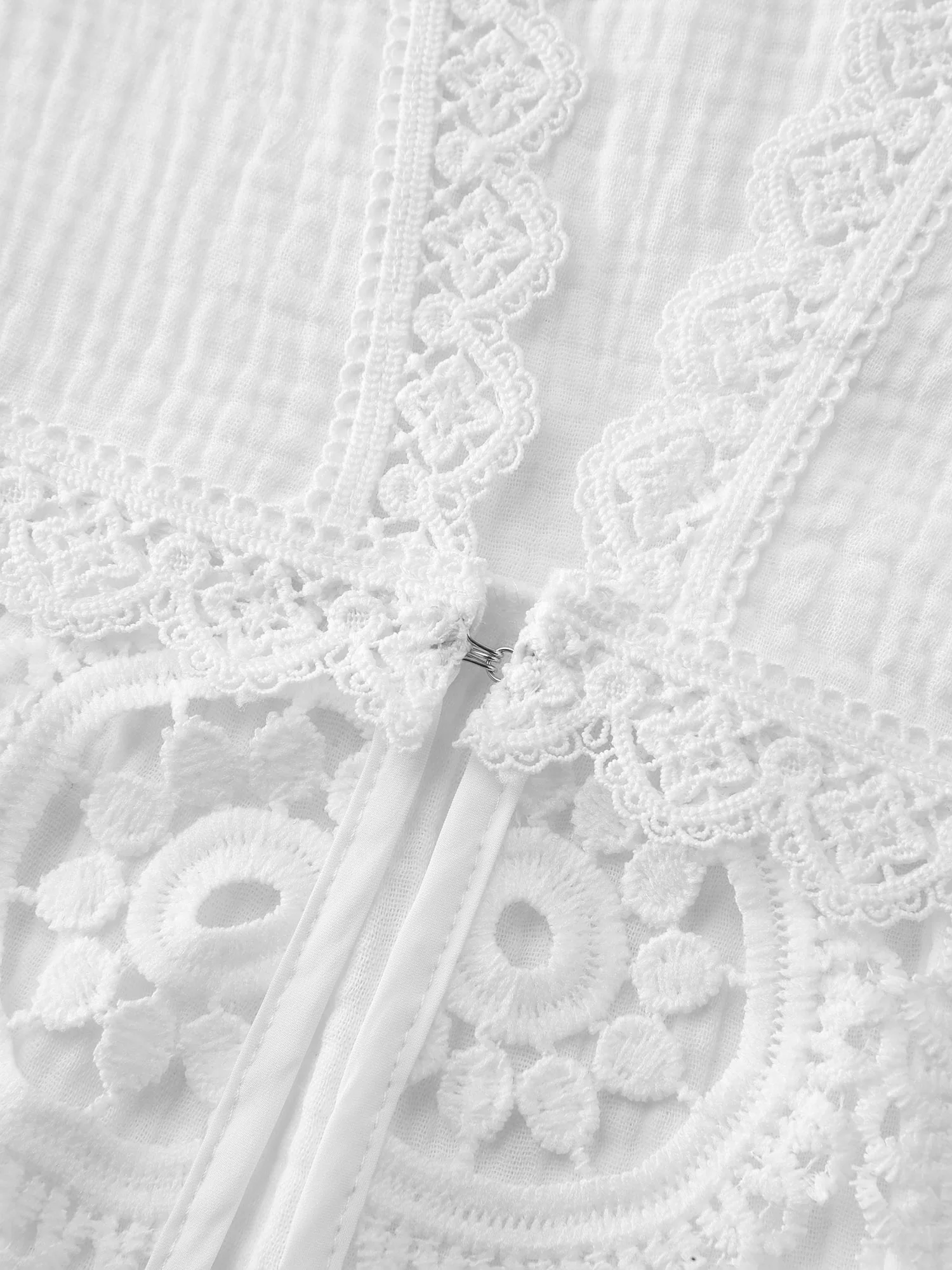 Cotton Boho Lace Cut-Out Open-Front Cover-Up - Image 5