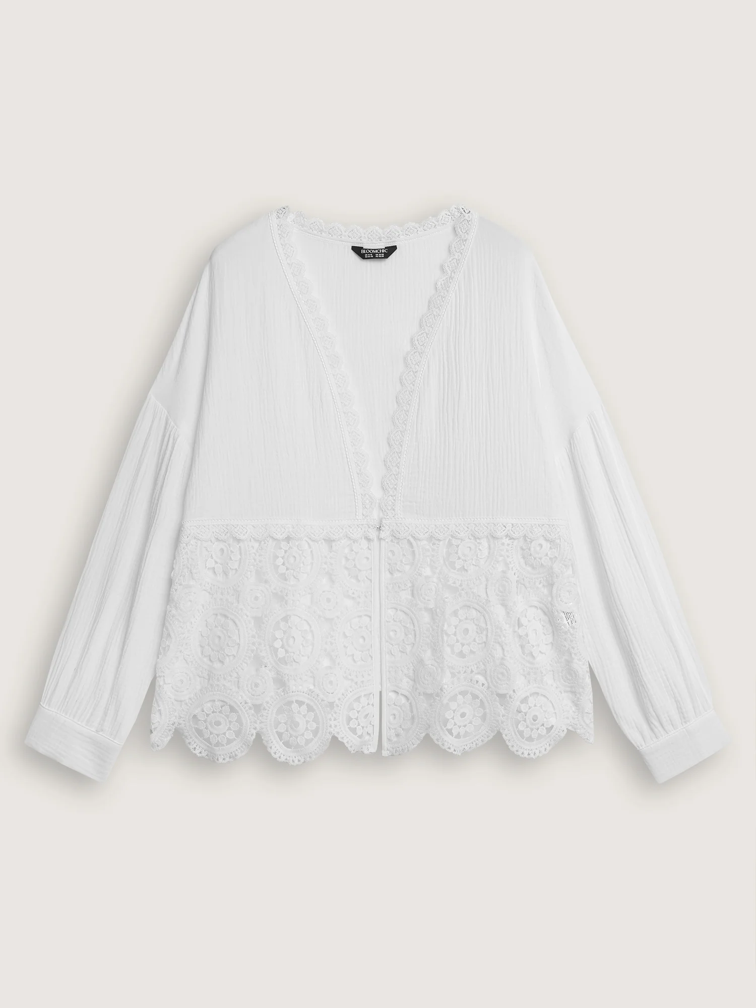 Cotton Boho Lace Cut-Out Open-Front Cover-Up - Image 7