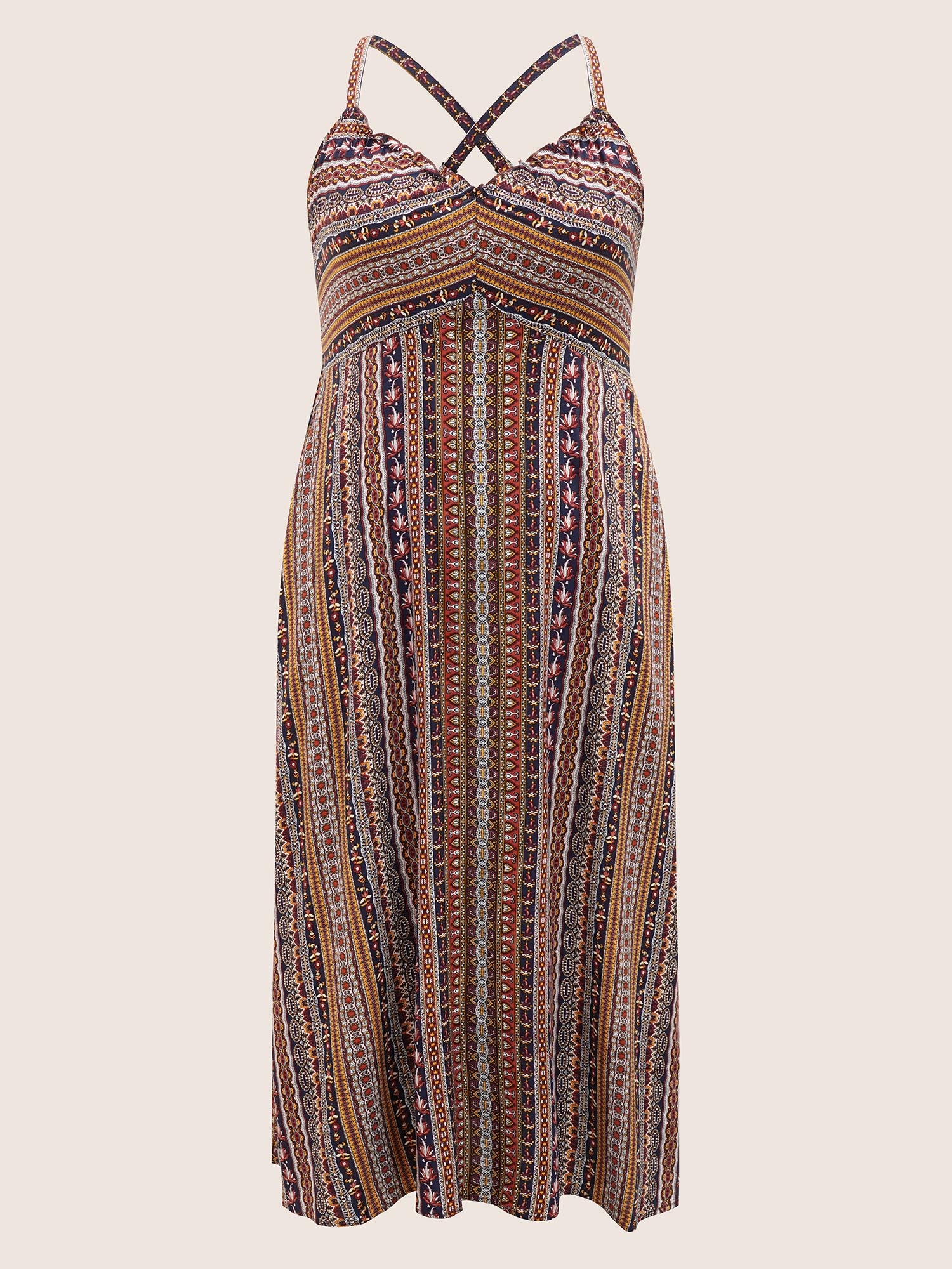 Boho Print Elastic Waist Split Hem Cami Dress - Image 6