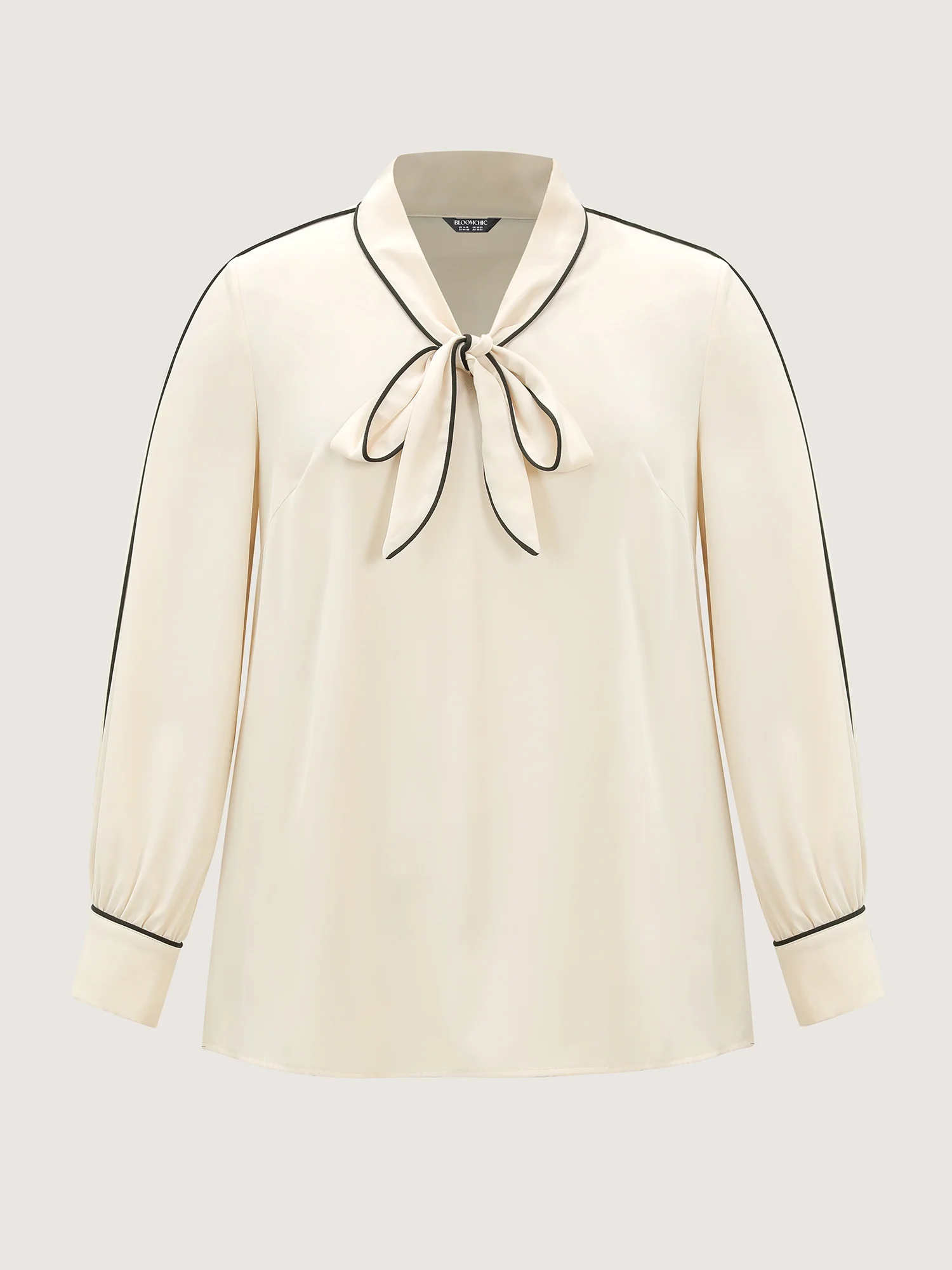 Bowknot Neckline Color Contrast Blouse - Image 9