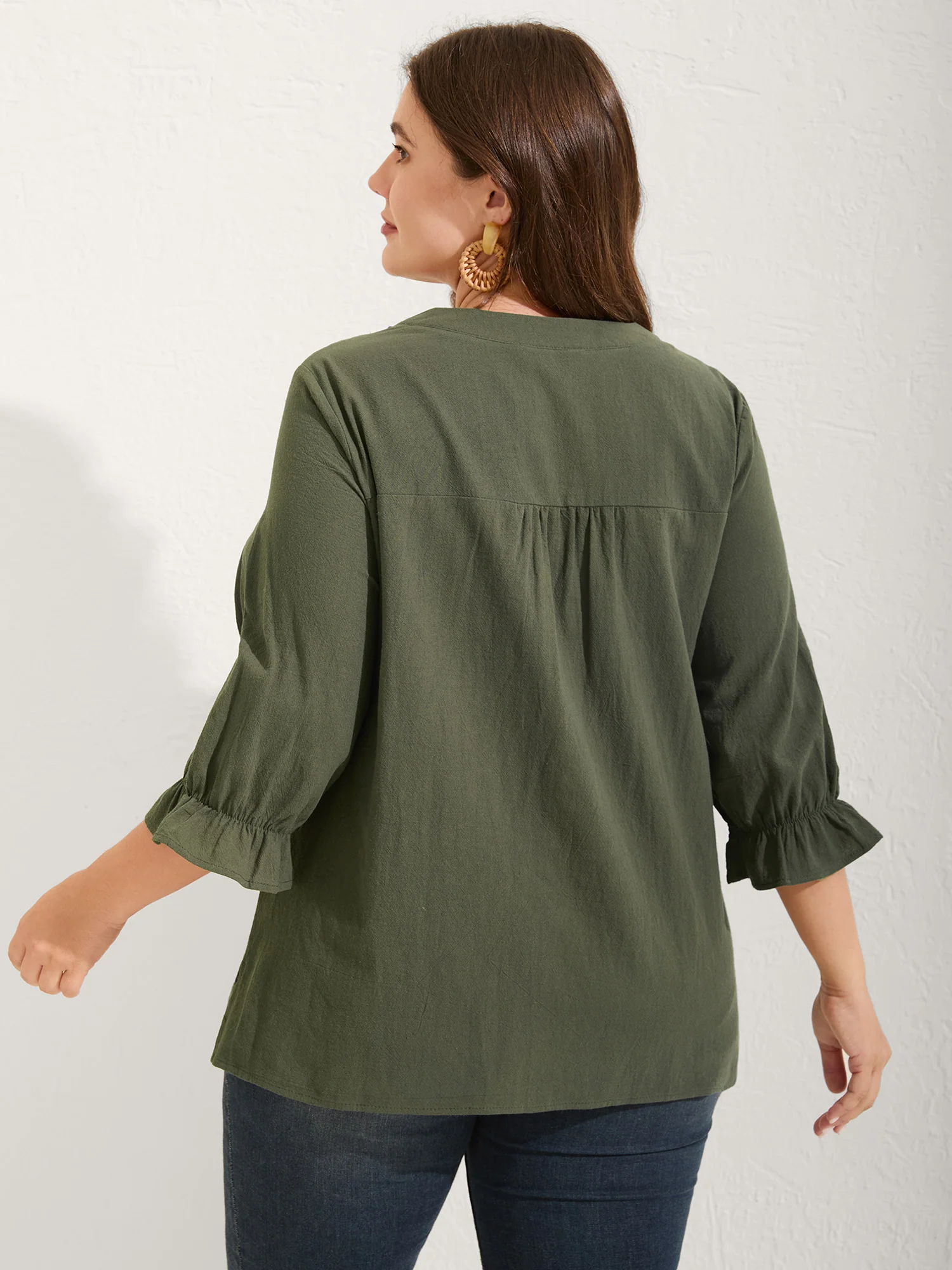 Broderie Anglaise Tie Knot Lantern Sleeve Blouse - Image 4