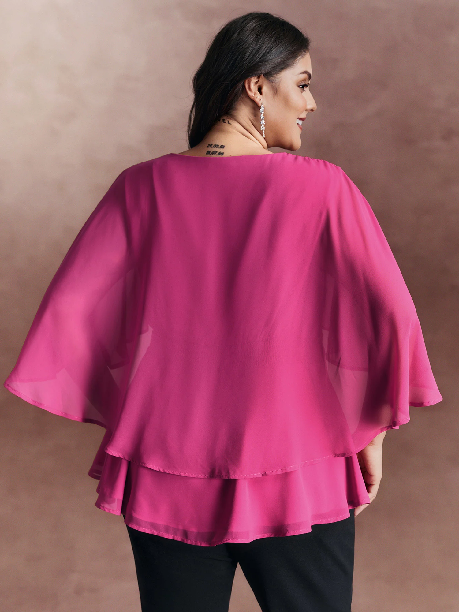 Chiffon Shawl Layered Sheer Blouse - Image 4