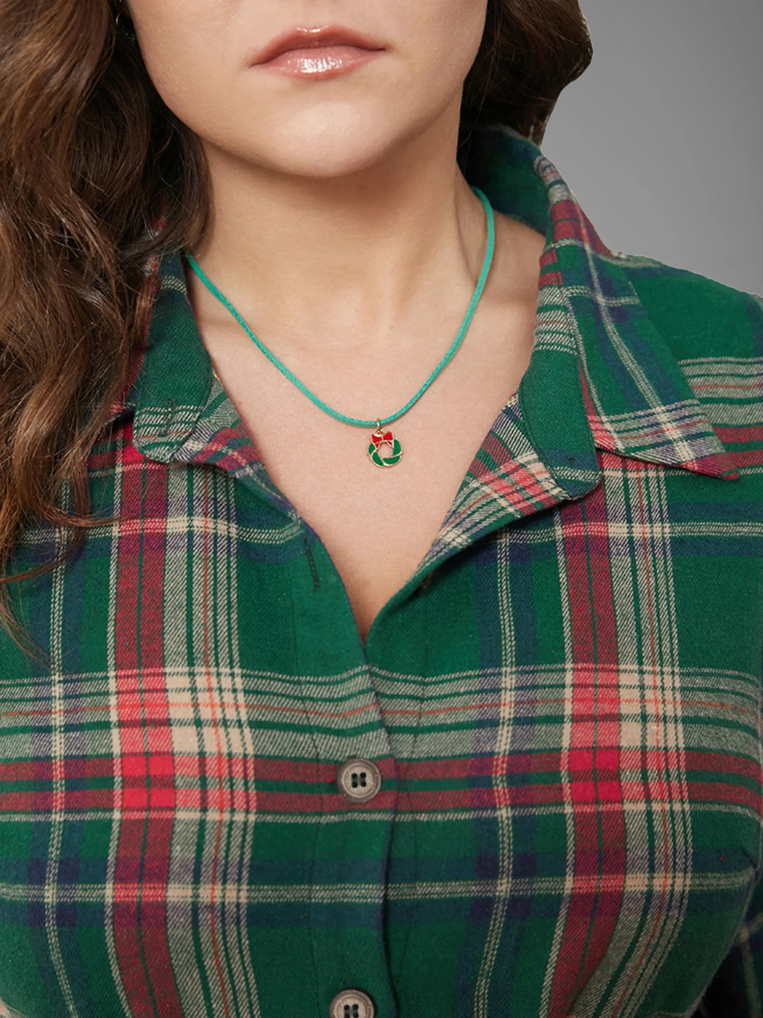 Plaid Button Detail Pocket Belted Arc Hem Dress - Image 10