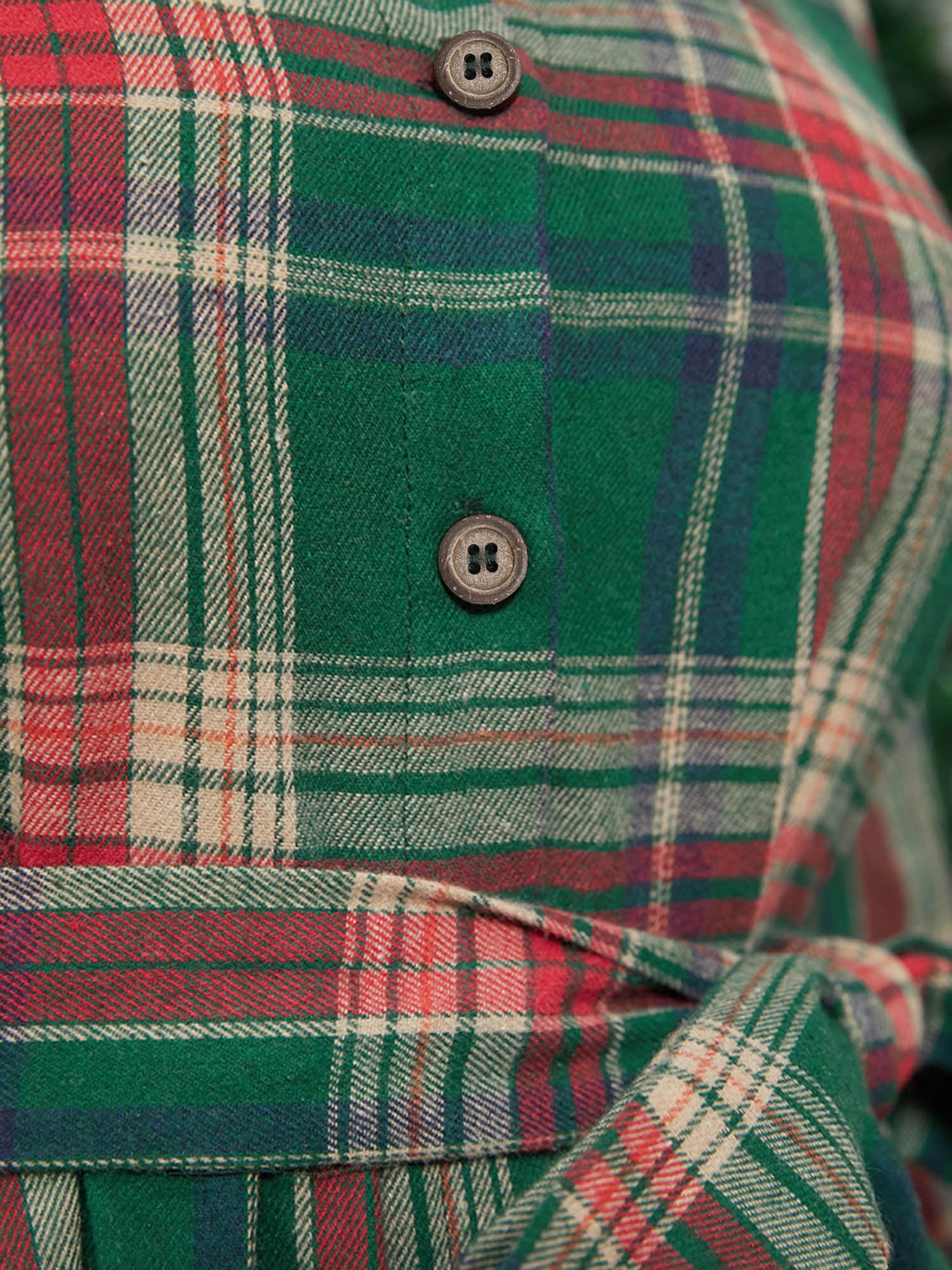 Plaid Button Detail Pocket Belted Arc Hem Dress - Image 7