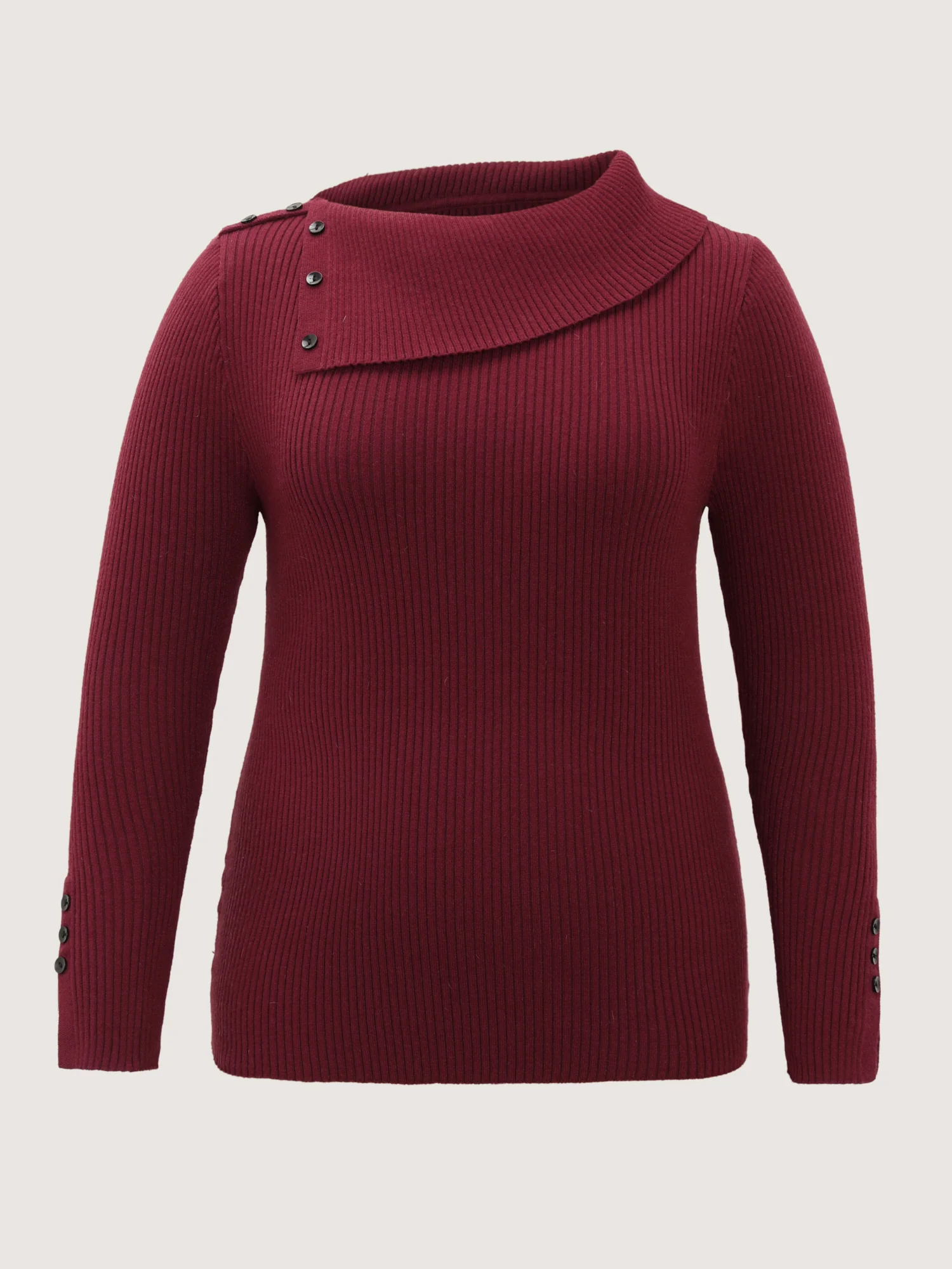 Collar Button Fitted Slit Fitted Pullover - Image 7