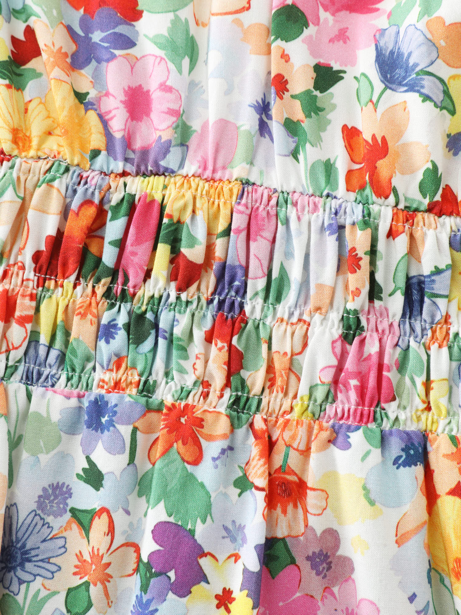 Colorful Floral Print Shirred Bodice Blouse - Image 5