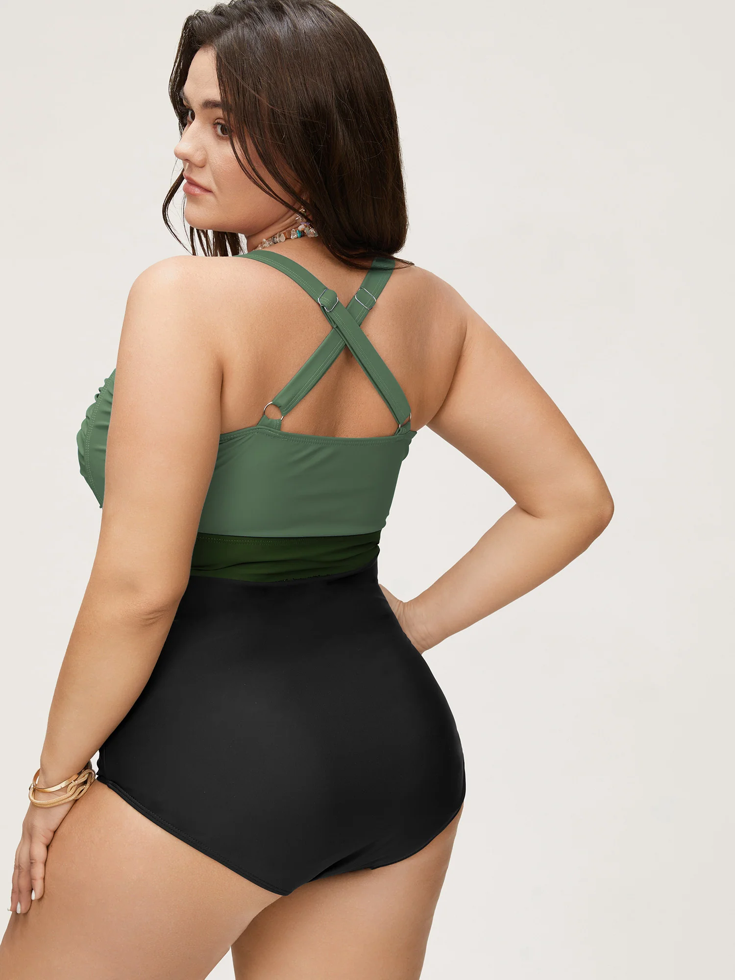 Contrast Twist Front Tummy-Control One Piece Swimsuit - Image 13