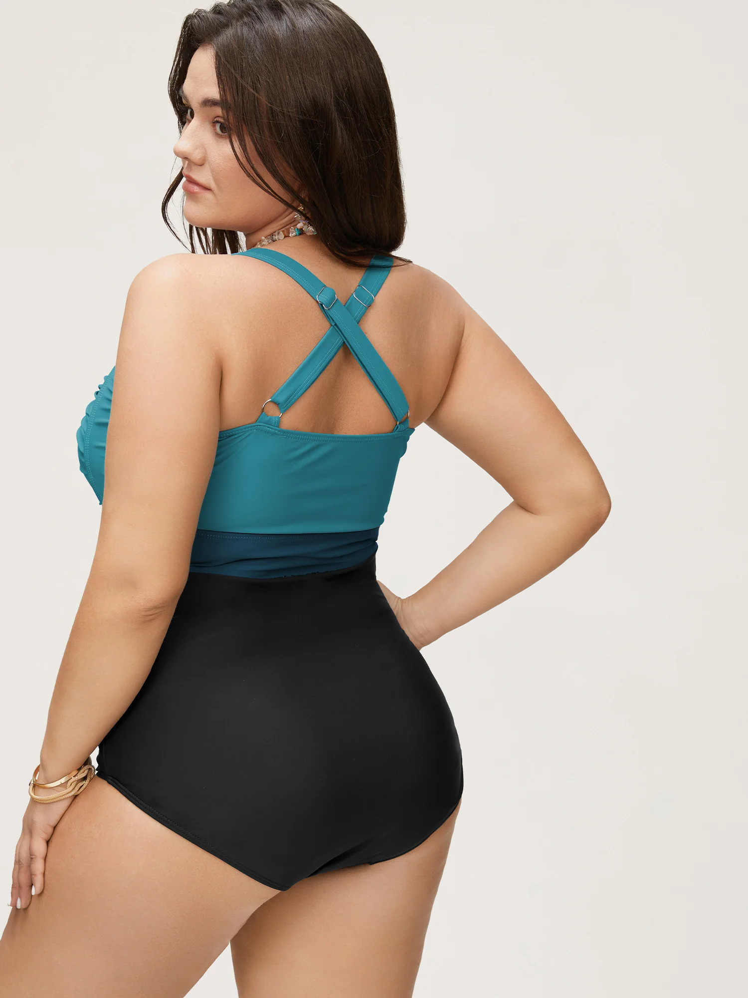 Contrast Twist Front Tummy-Control One Piece Swimsuit - Image 20