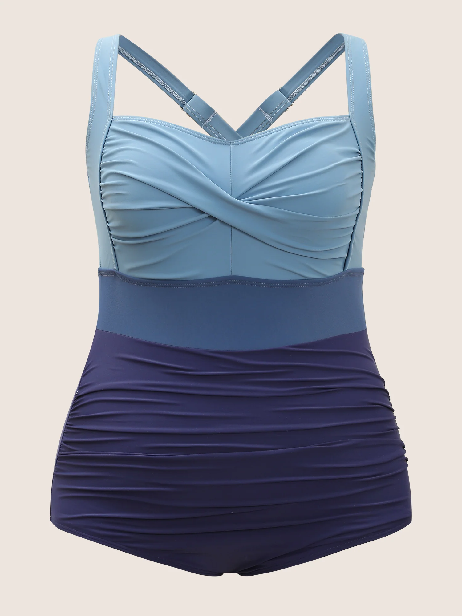 Contrast Twist Front Tummy-Control One Piece Swimsuit - Image 33