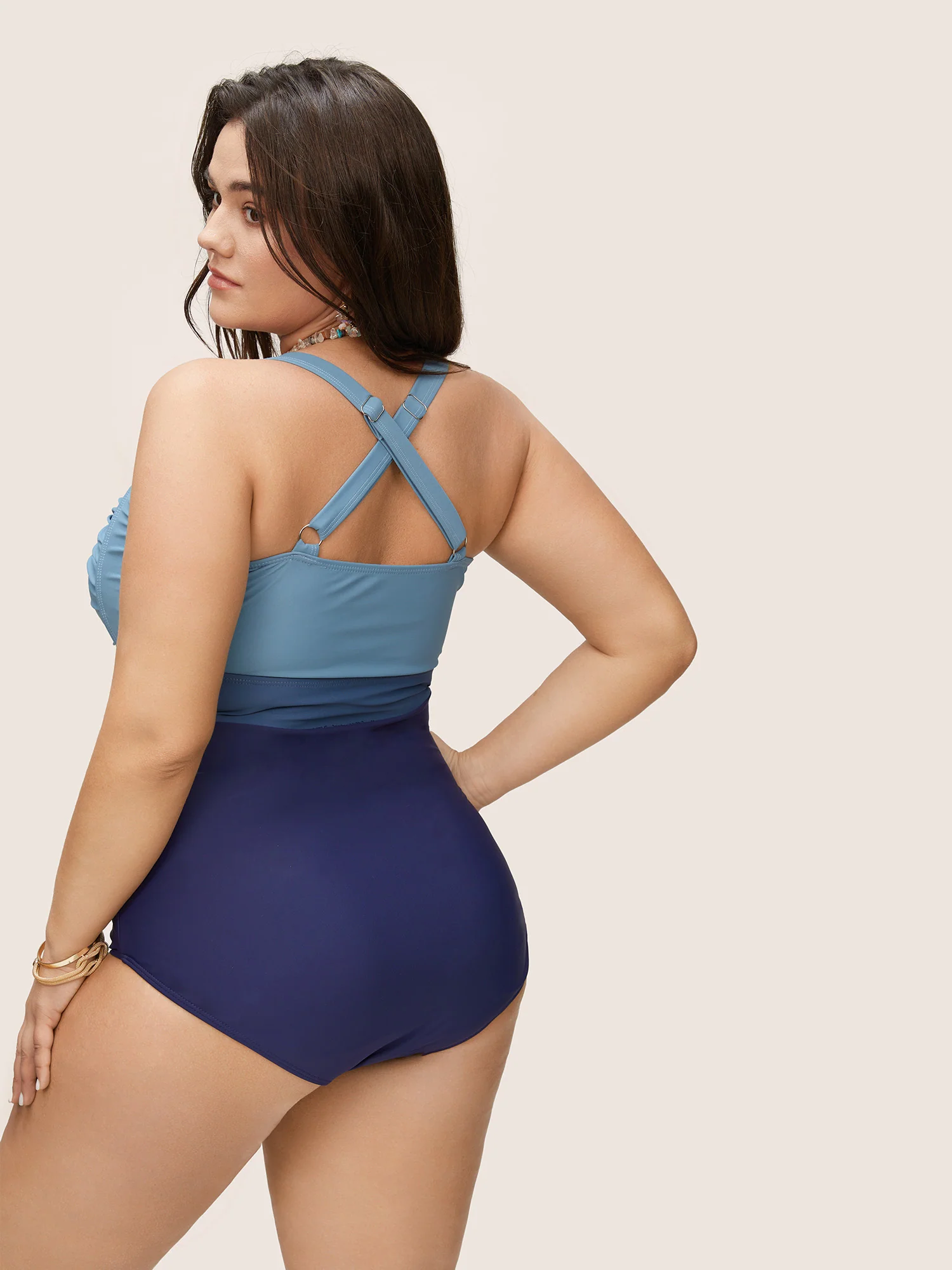 Contrast Twist Front Tummy-Control One Piece Swimsuit - Image 39