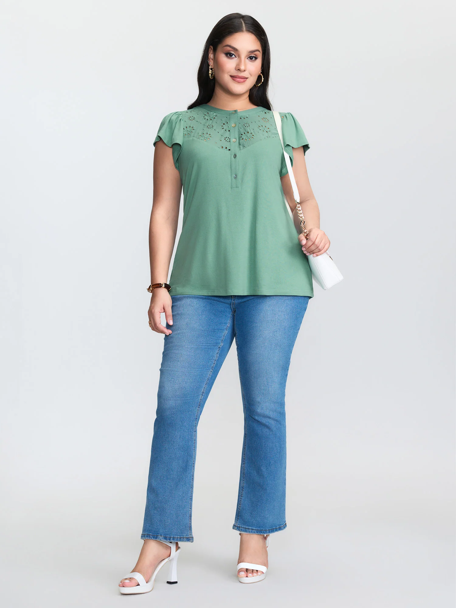 Cut-Out Flutter Sleeve Knit Top - Image 3