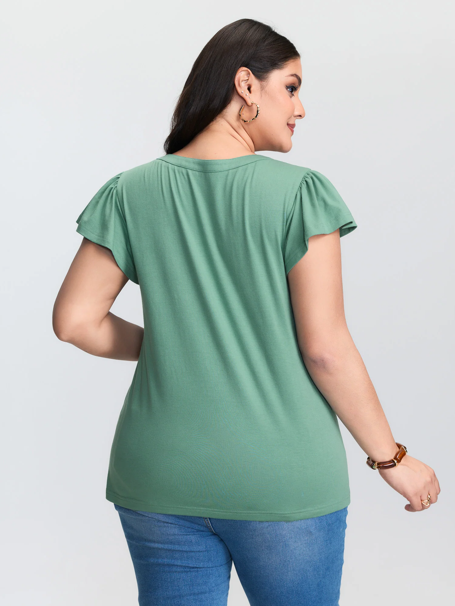 Cut-Out Flutter Sleeve Knit Top - Image 4