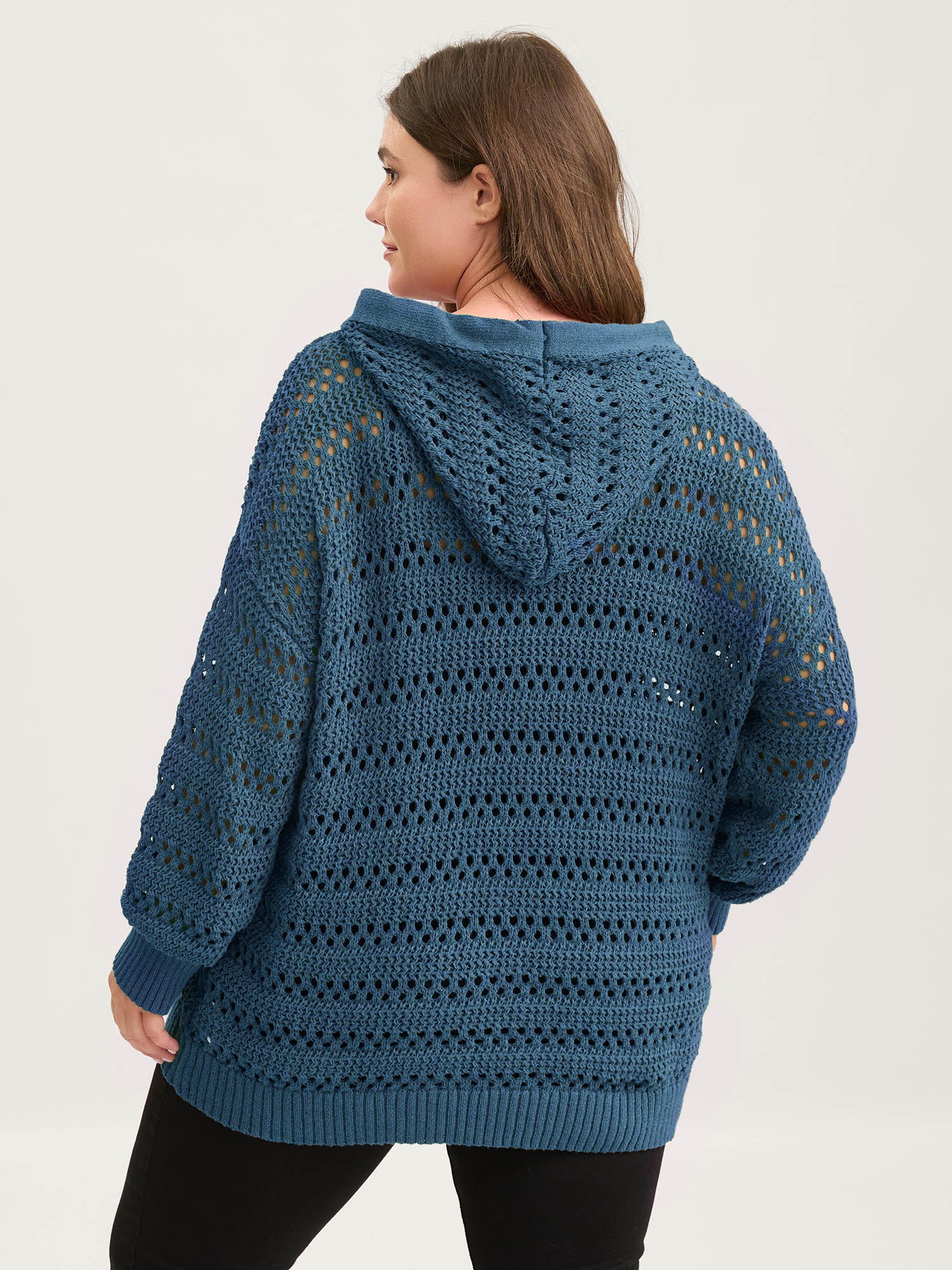 Cut-Out Textured Drop Shoulder Pullover - Image 3