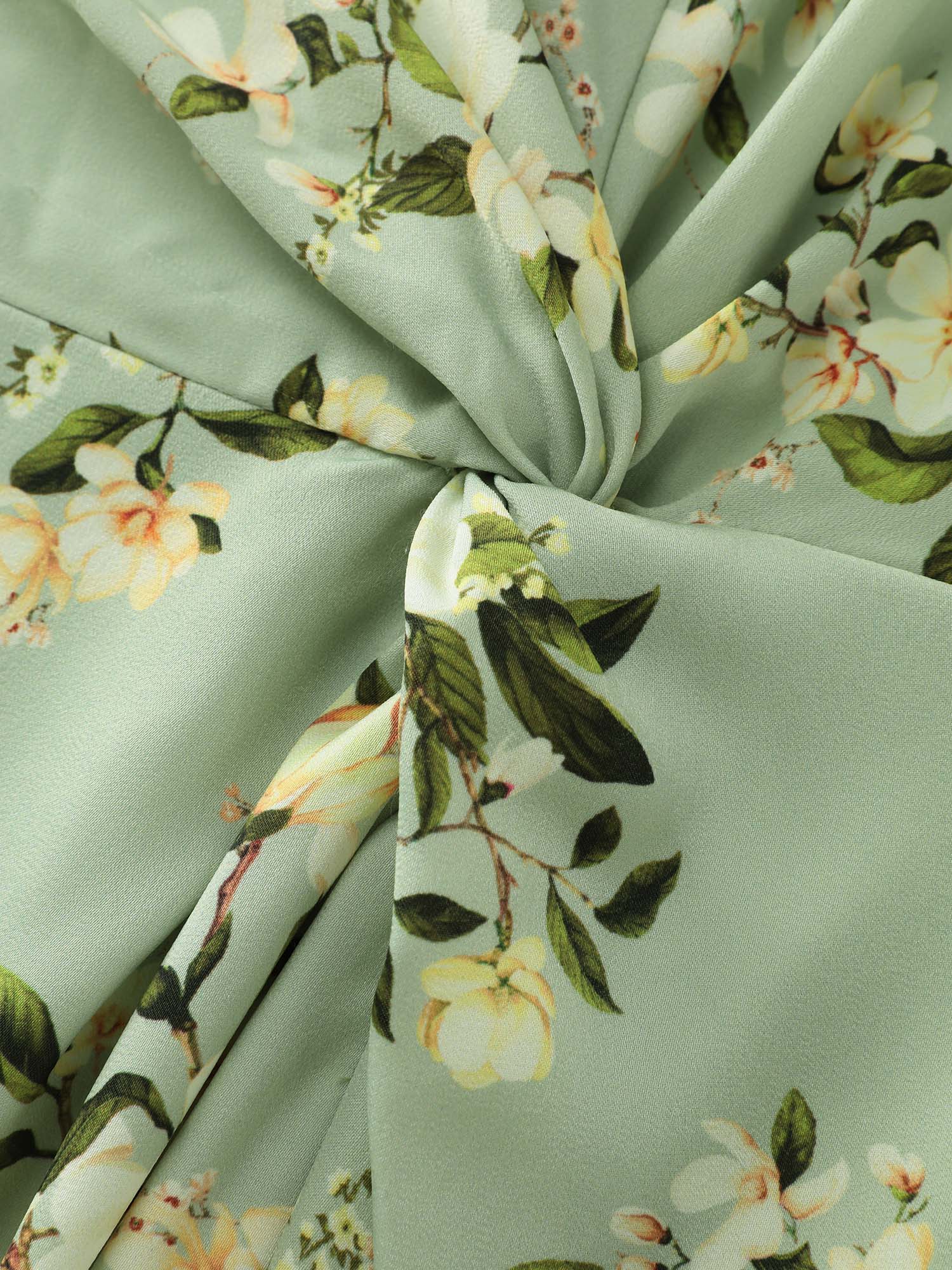 Elegant One-Shoulder Floral Knotted Maxi Dress - Image 5