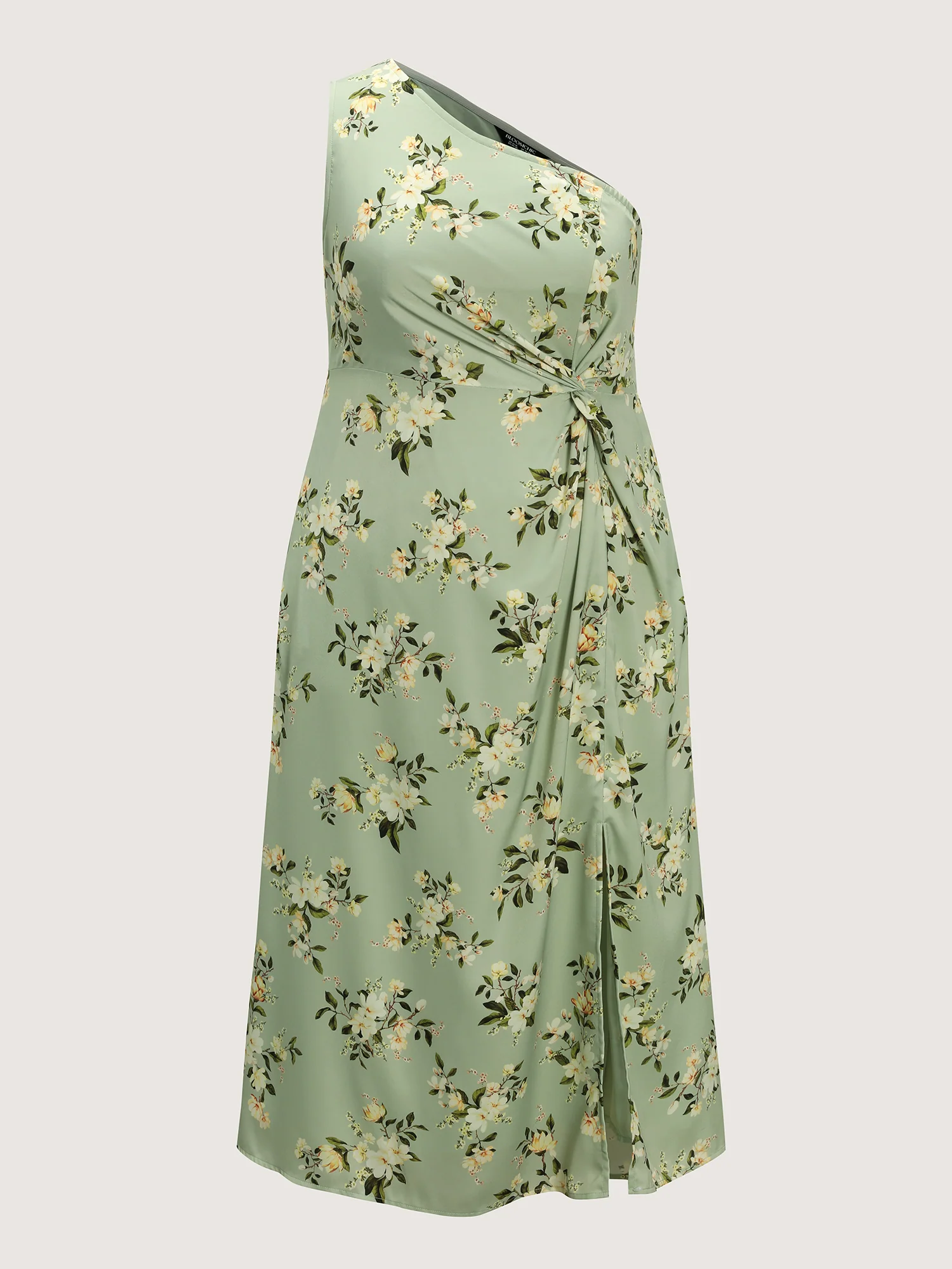 Elegant One-Shoulder Floral Knotted Maxi Dress - Image 8