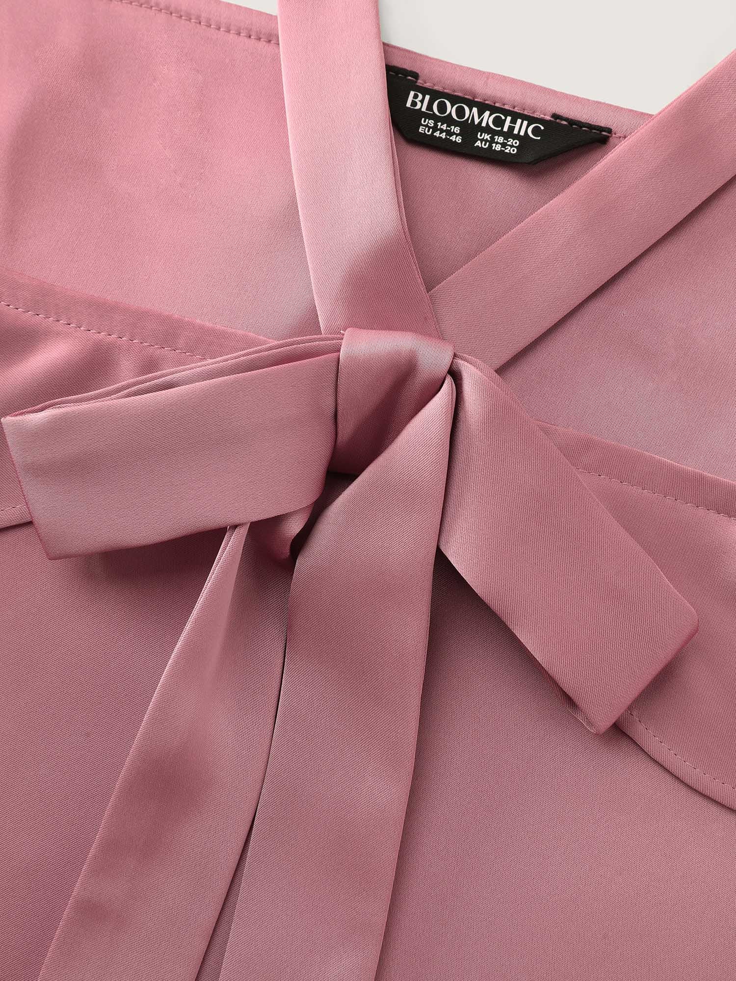 Elegant Satin Off-Shoulder Bowtie Blouse - Image 5