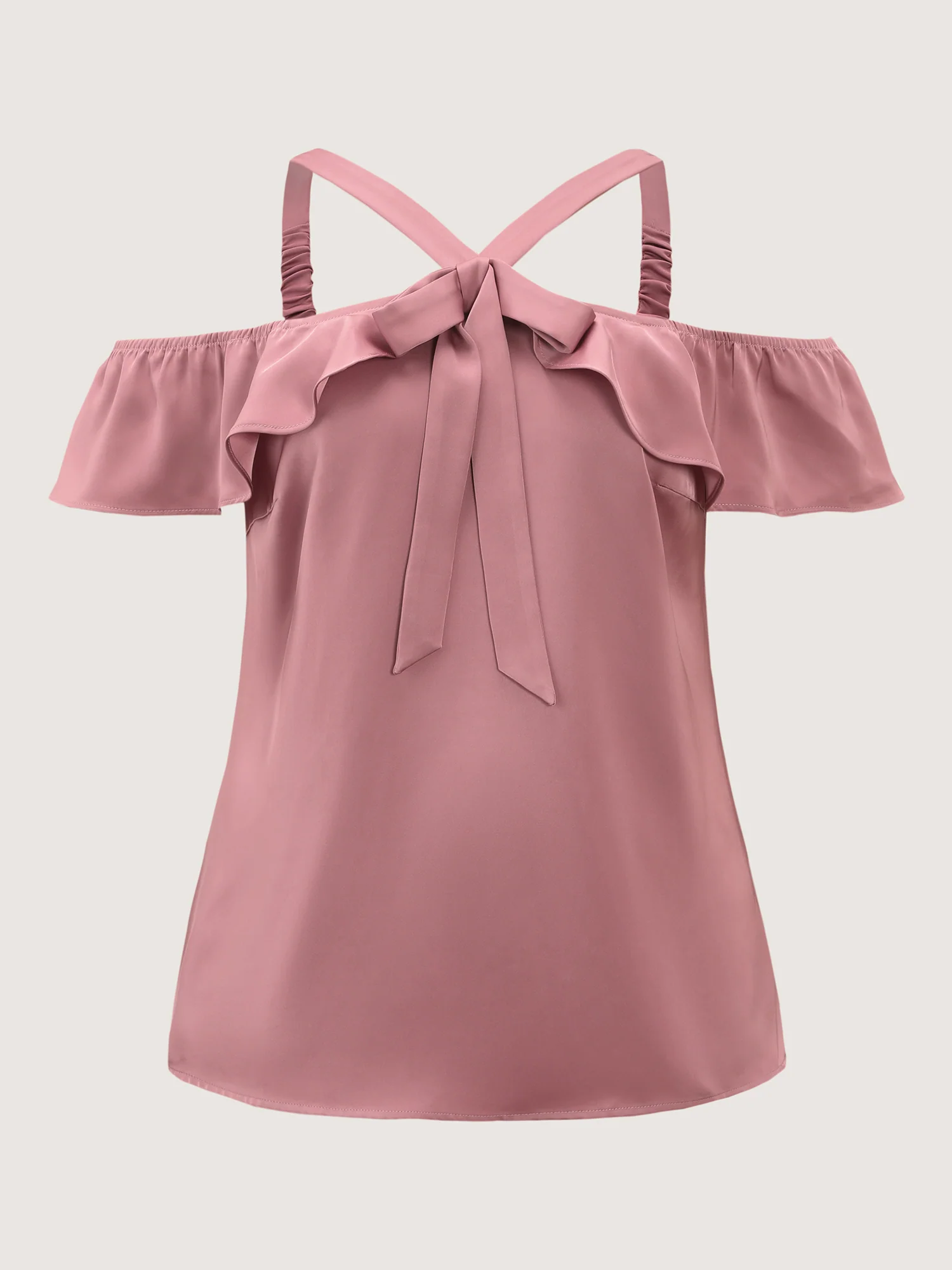 Elegant Satin Off-Shoulder Bowtie Blouse - Image 7