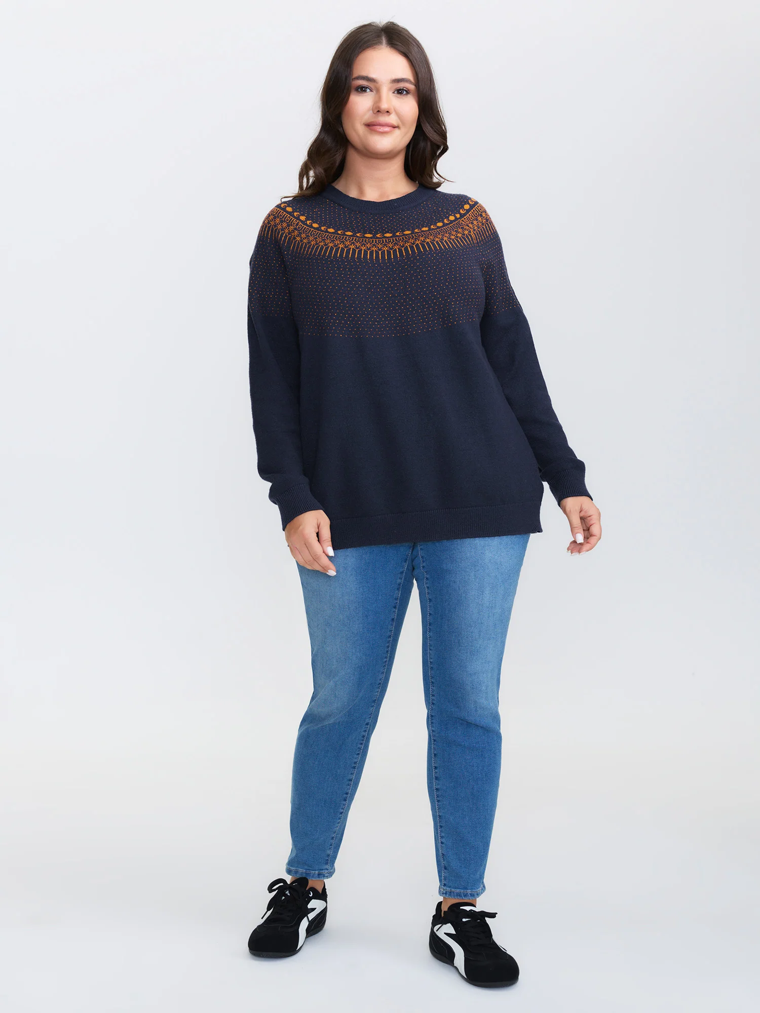 Supersoft Fair Isle Yoke Color Contrast Pullover - Image 3