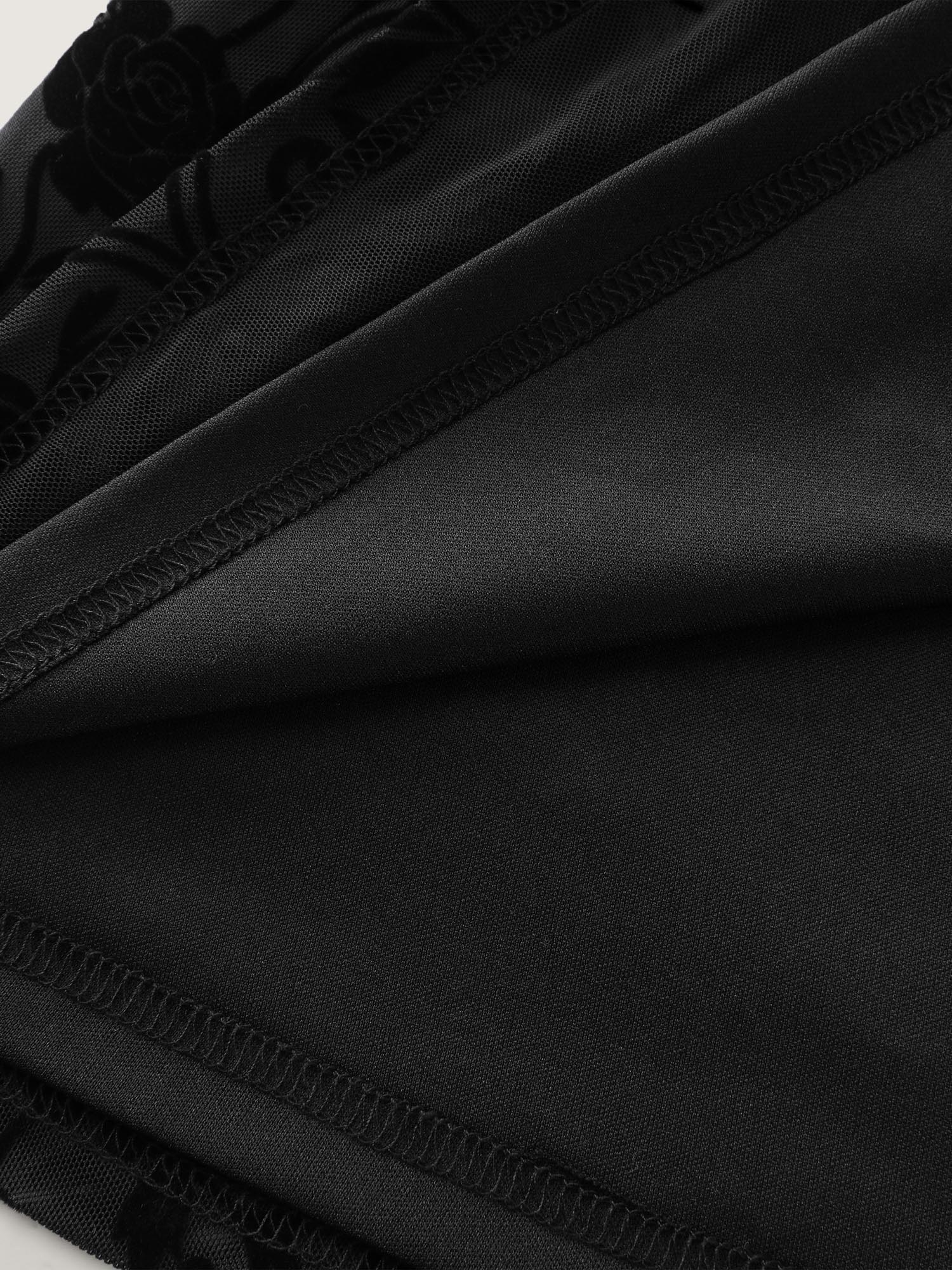 Flocked Spliced Velvety Tie Maxi Dress - Image 5