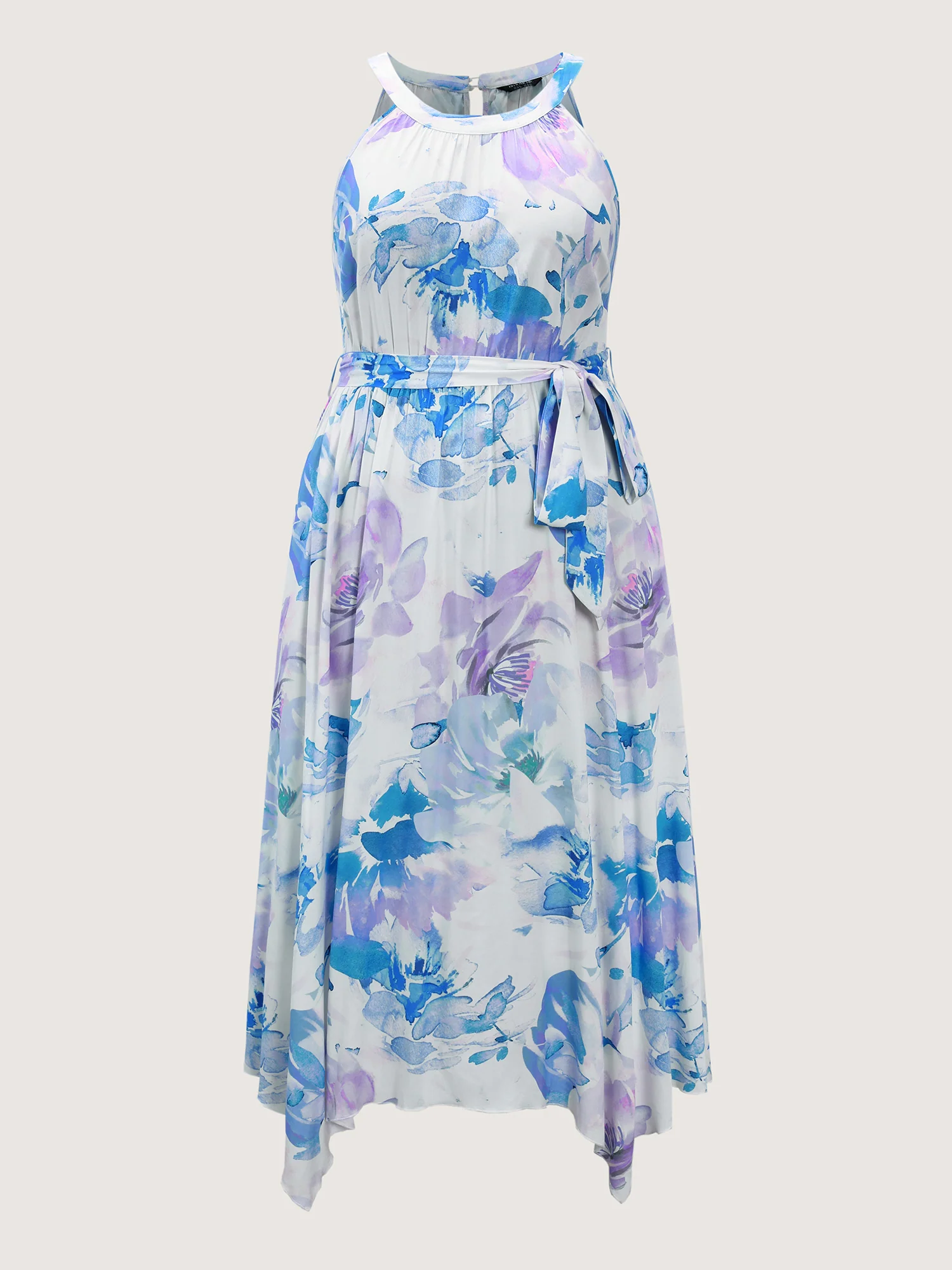 Floral Breeze Print Halter Neckline Midi Dress - Image 7