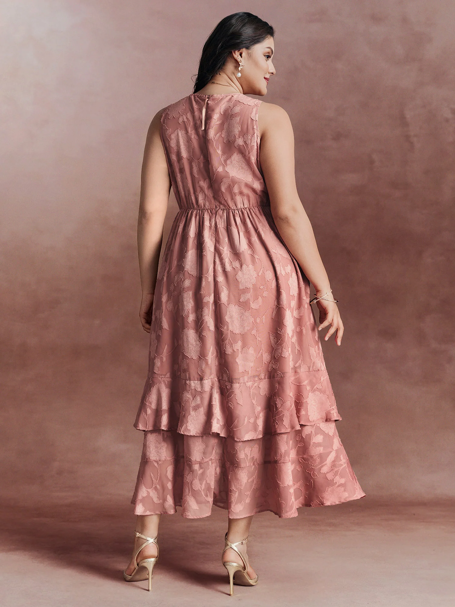 Floral Charm Twist-Front Jacquard Maxi Dress - Image 4