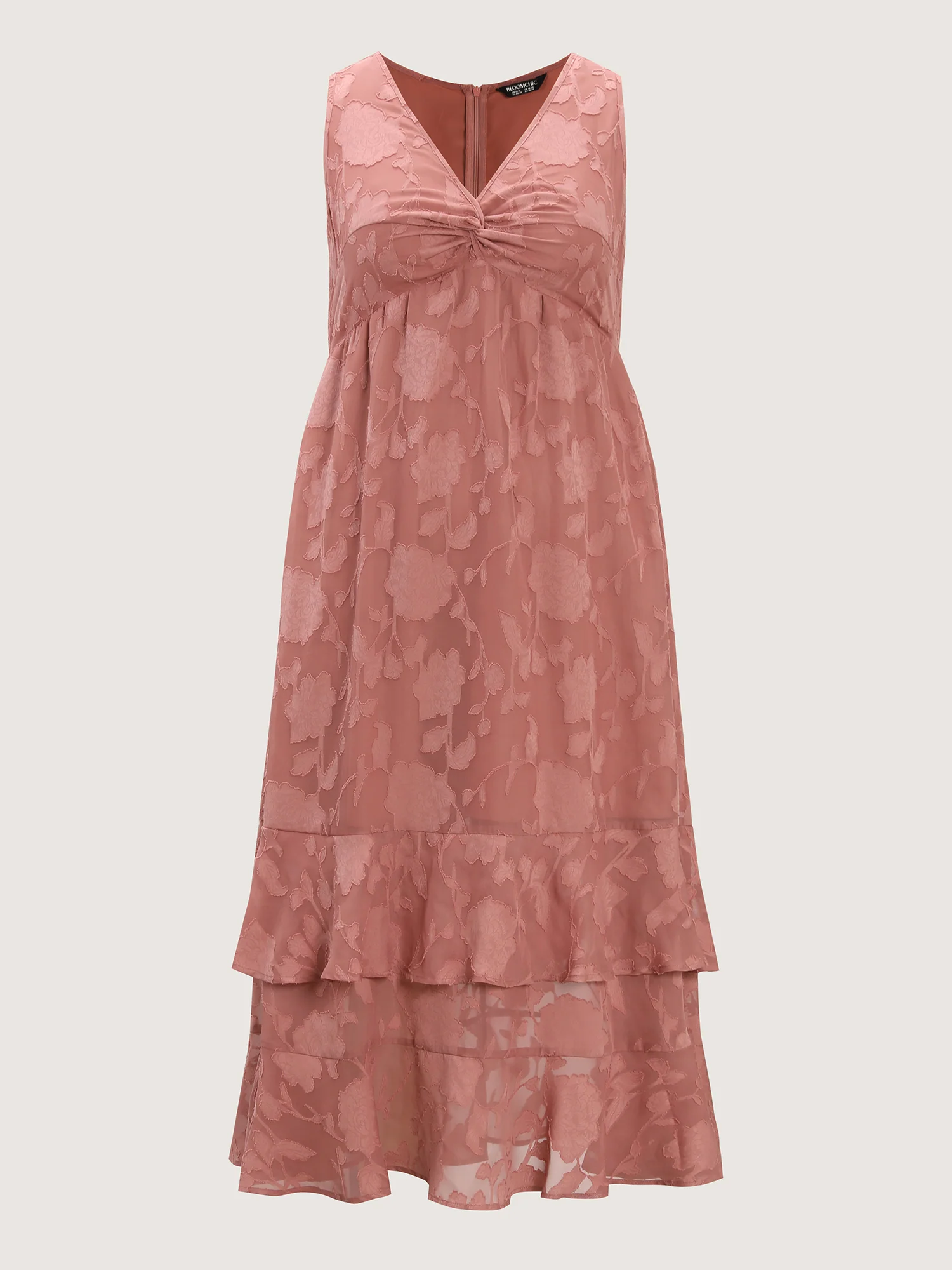 Floral Charm Twist-Front Jacquard Maxi Dress - Image 7