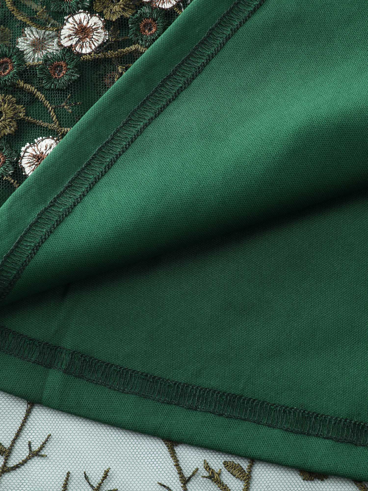 Floral Embroidered Mesh Midi Dress - Image 6