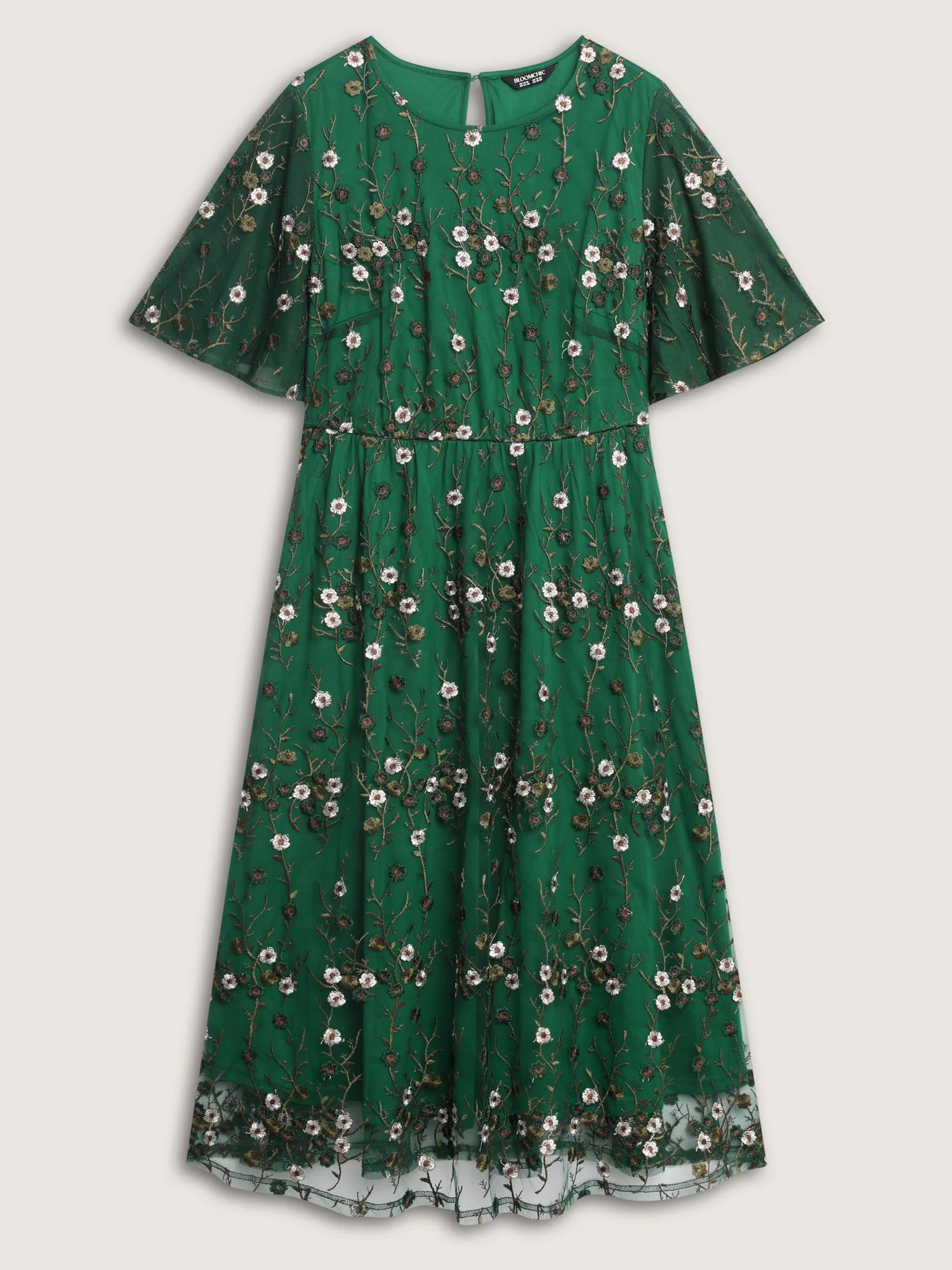 Floral Embroidered Mesh Midi Dress - Image 7