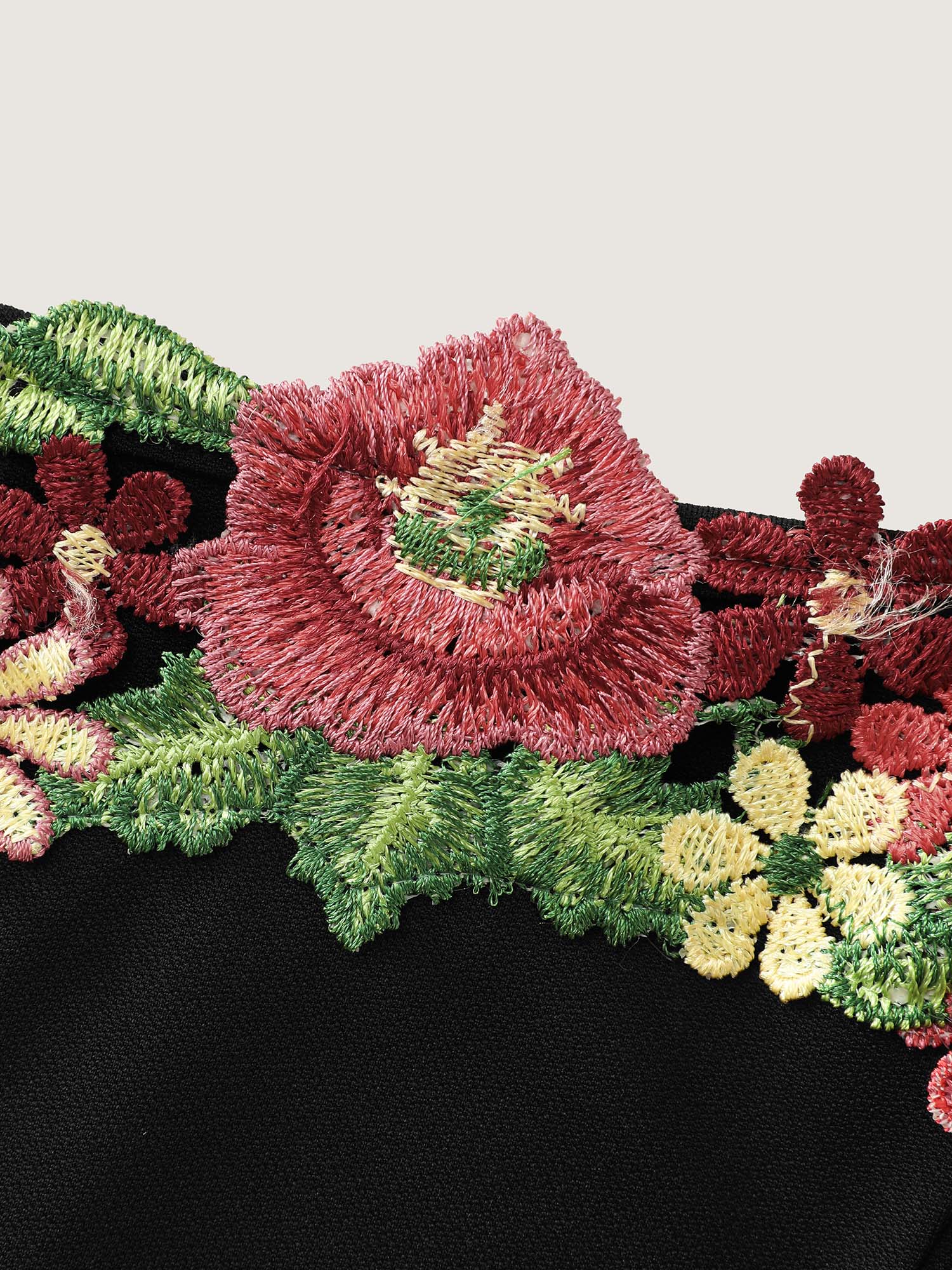 Floral Embroidered Neckline Built-in Bottoms Mini Dress - Image 5