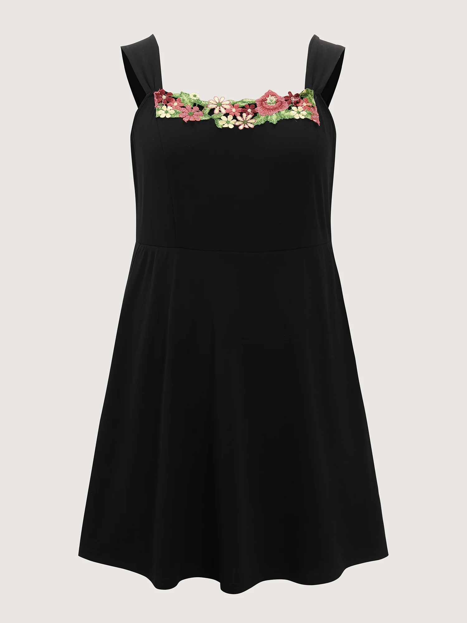 Floral Embroidered Neckline Built-in Bottoms Mini Dress - Image 7