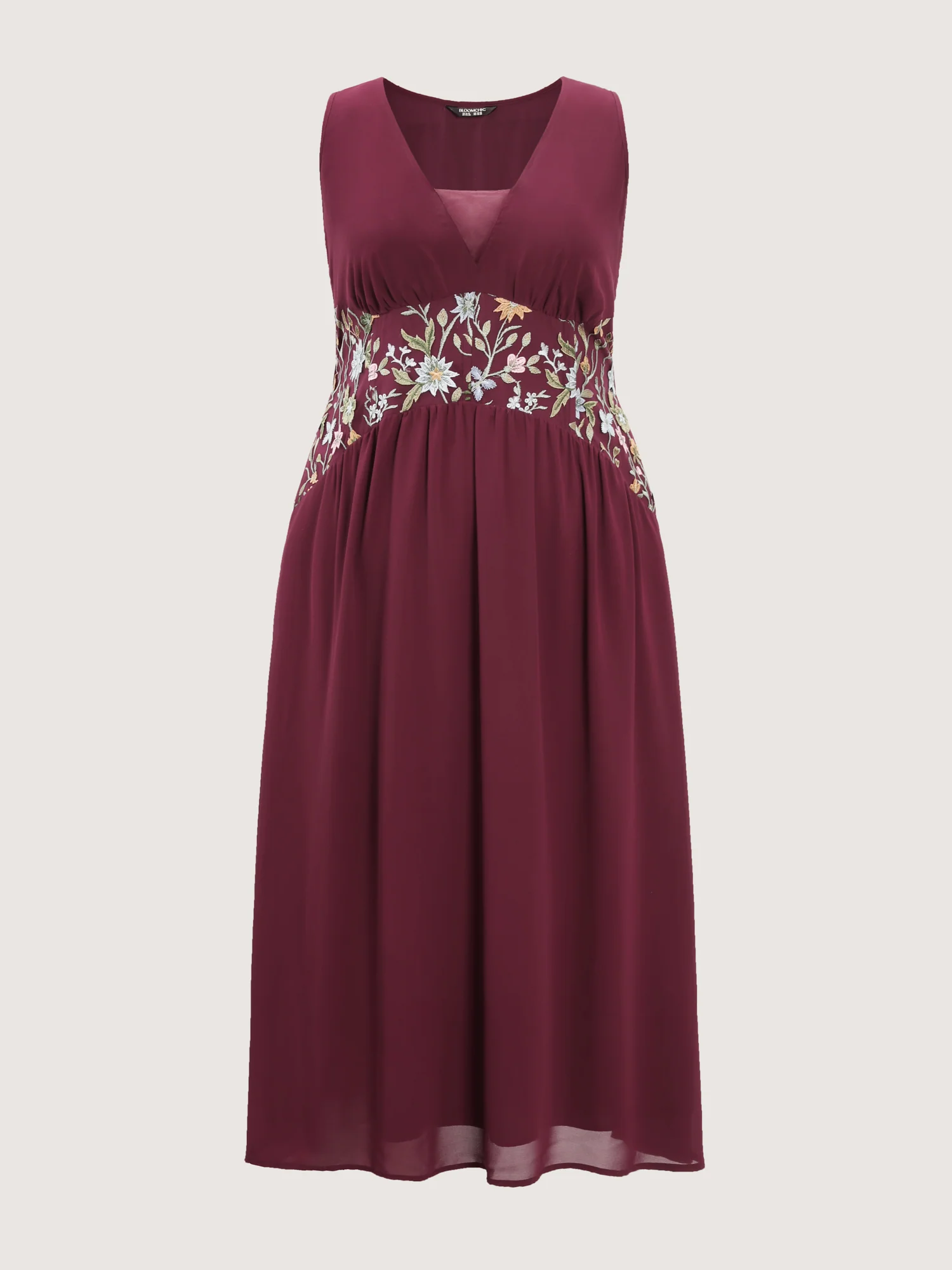 Floral Embroidered V-Neck Sleeveless Maxi Dress - Image 7