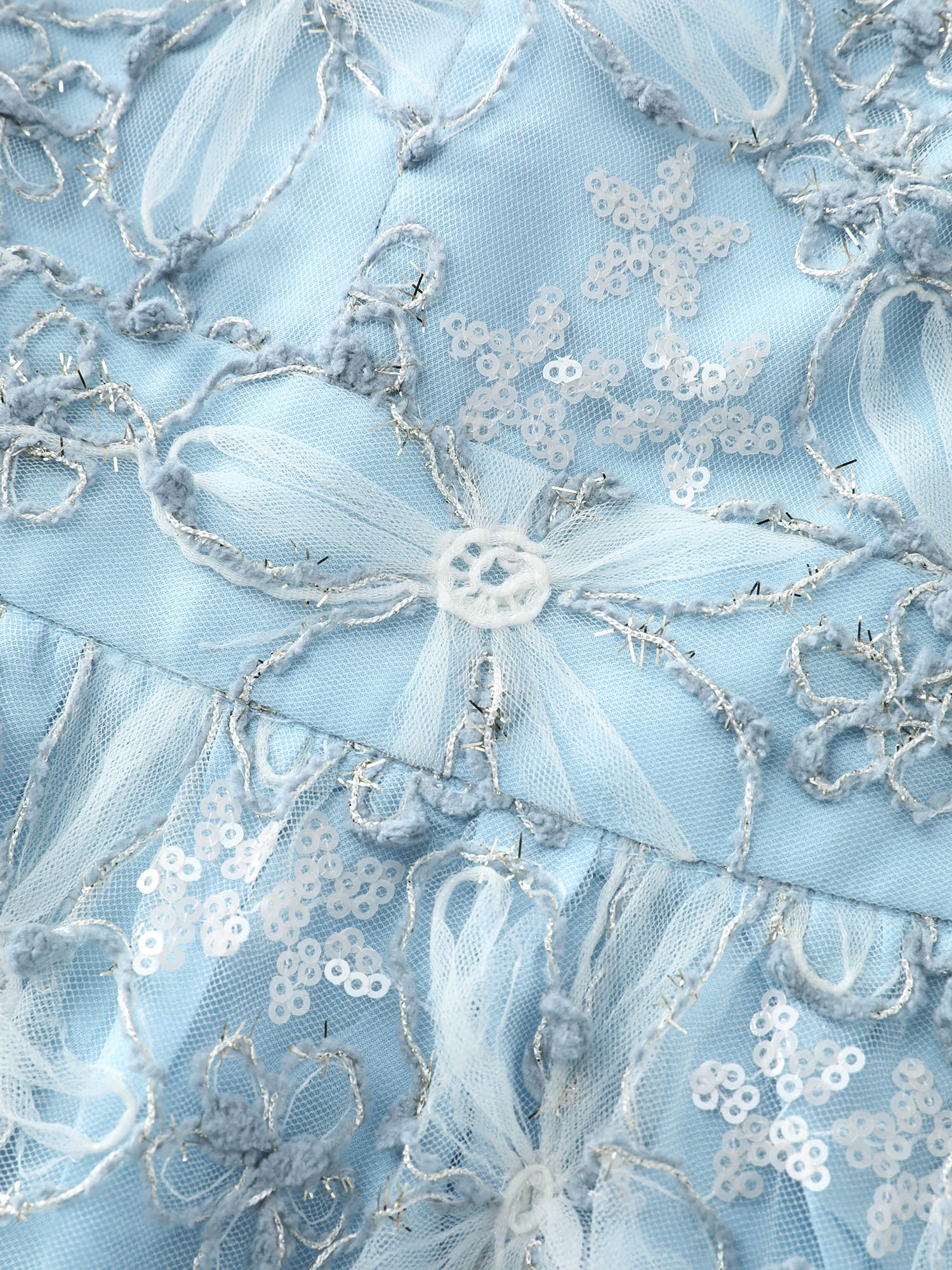 Floral Mesh Embroidered Lotus Leaf Sleeve Midi Dress - Image 6