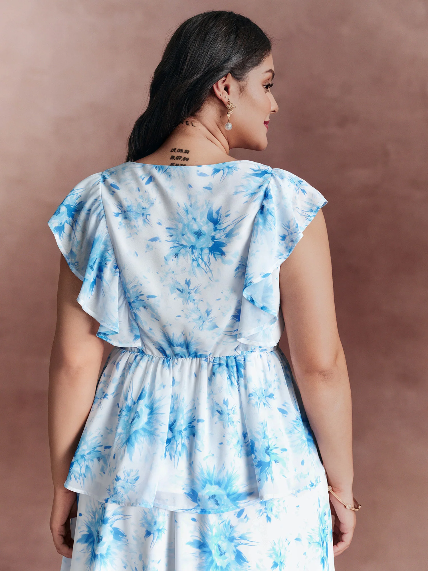 Floral Print Cinched-Flared Blouse - Image 4