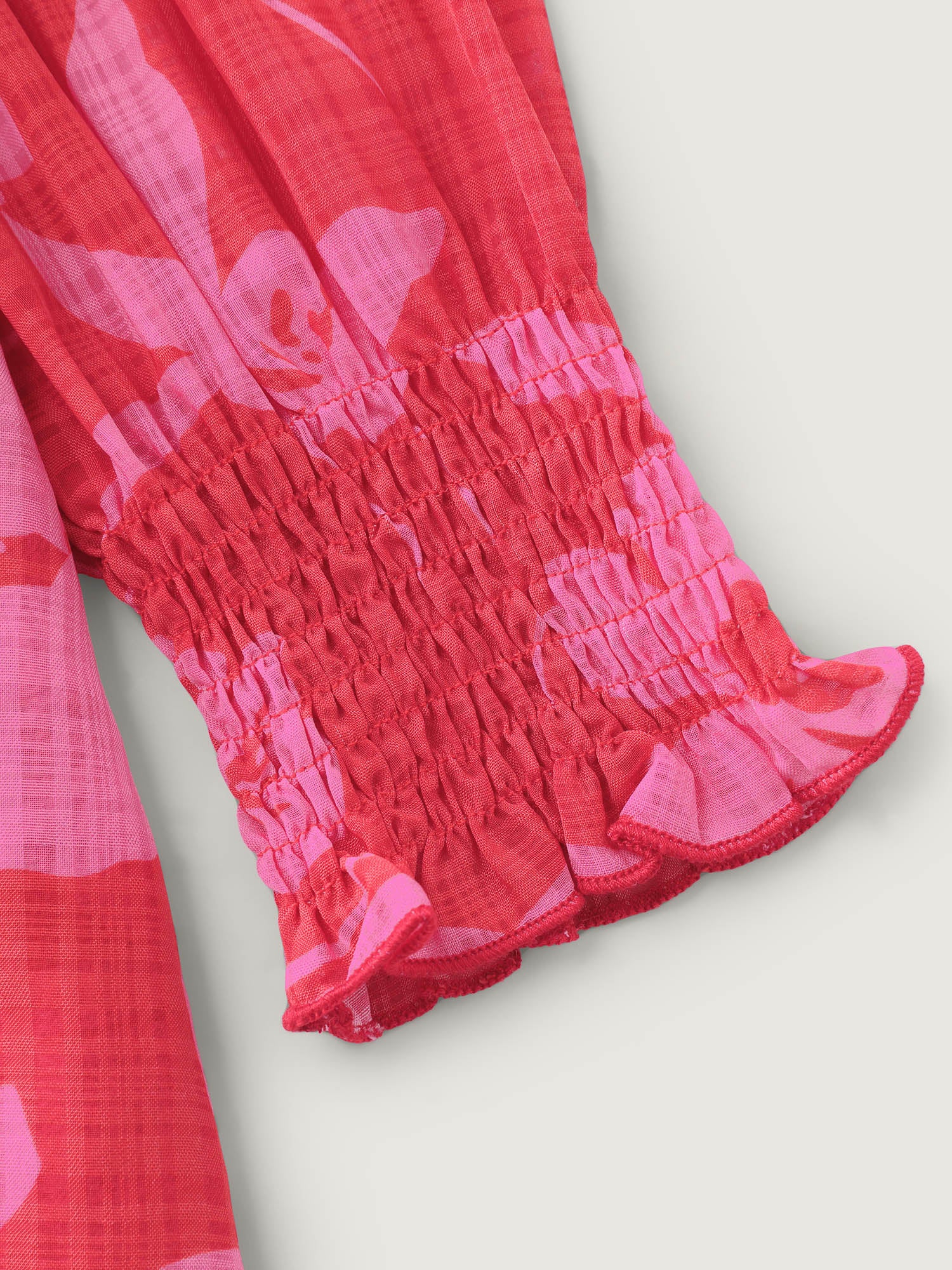 Floral Print Pleated Waist Mock Neck Mini Dress - Image 6