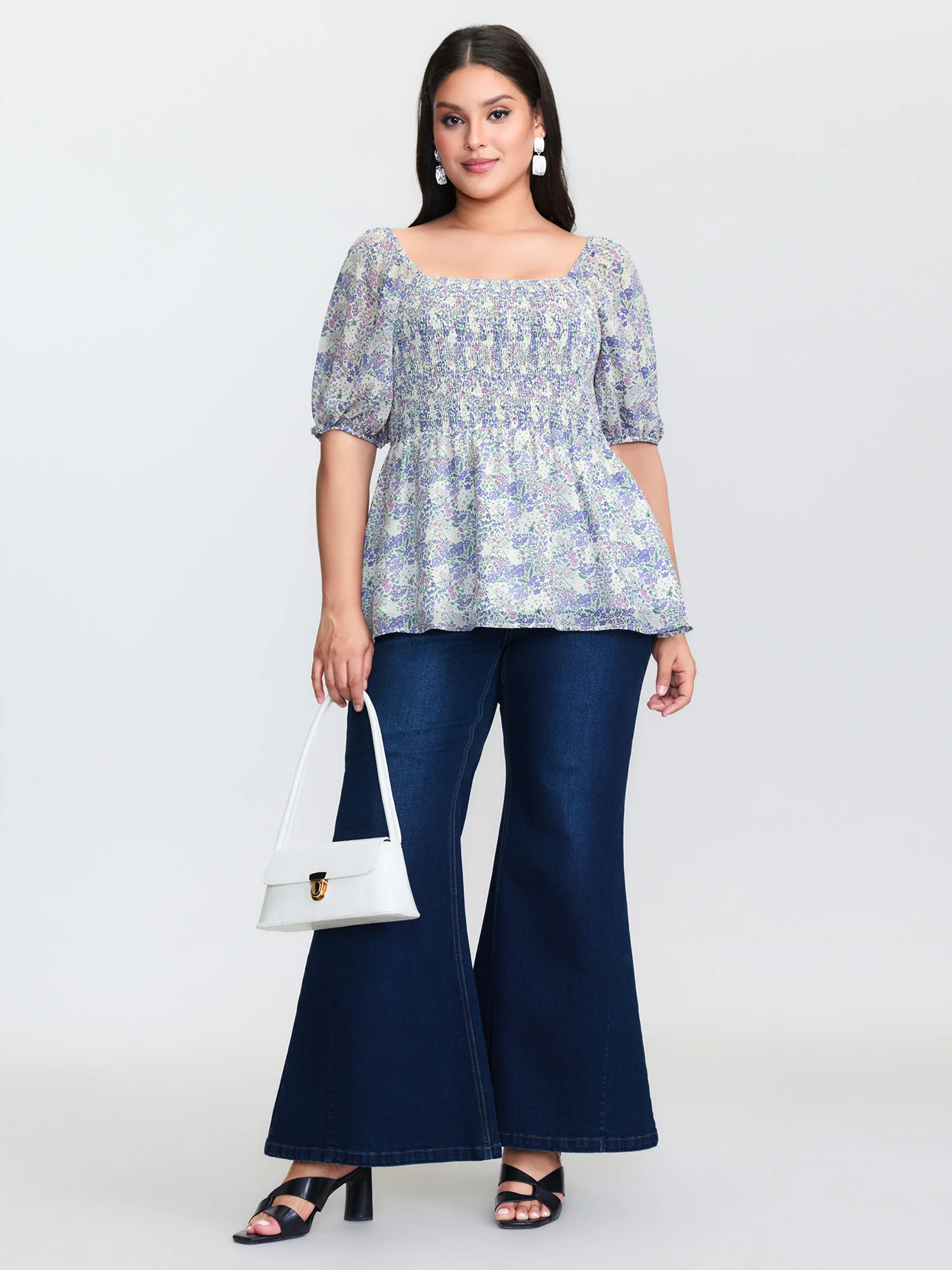 Floral Print Shirred Bodice Blouse - Image 3