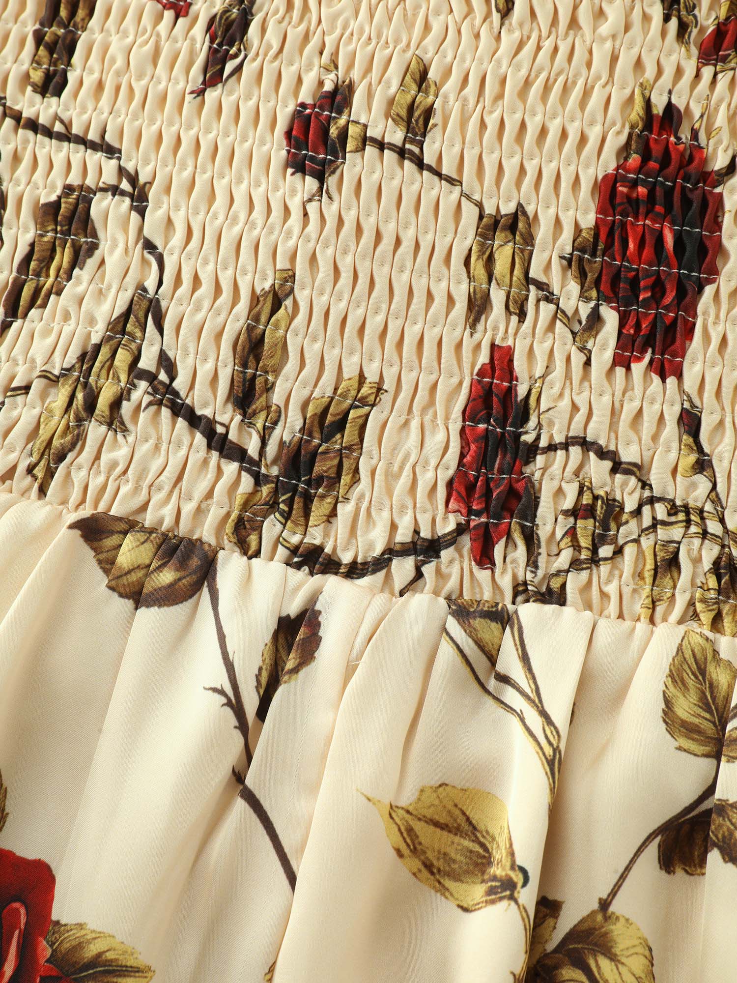 Floral Romance Cut-Out Shoulder Shirred Midi Dress - Image 6