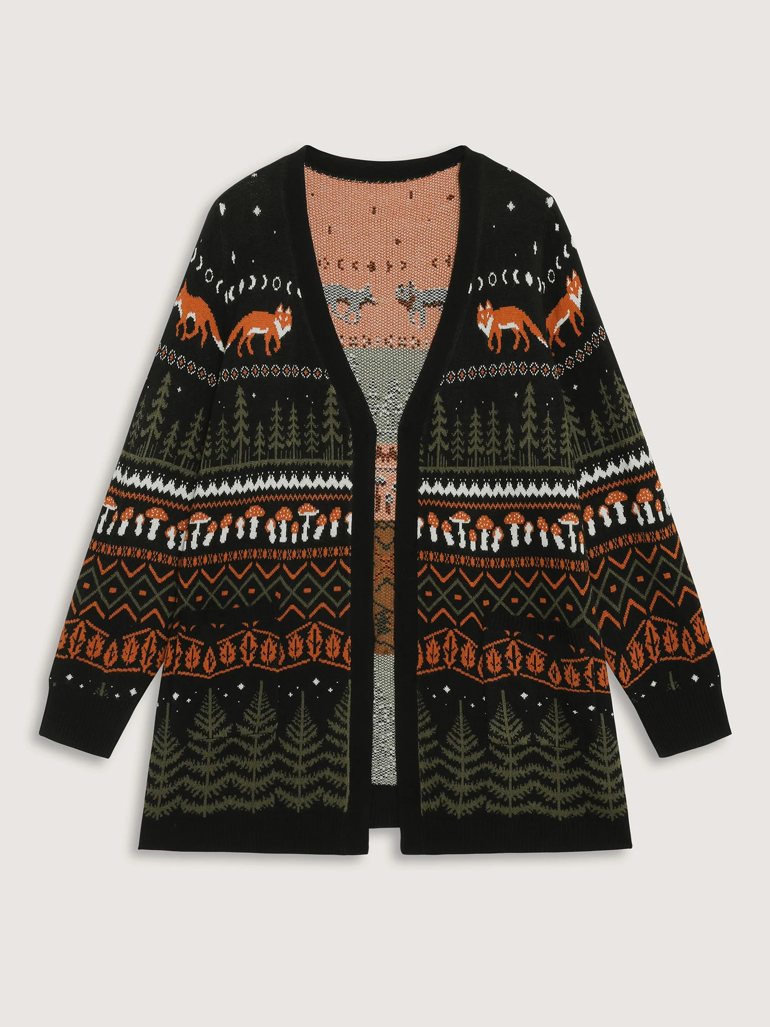 Fox in Forest Contrast Knit Cardigan - Image 13