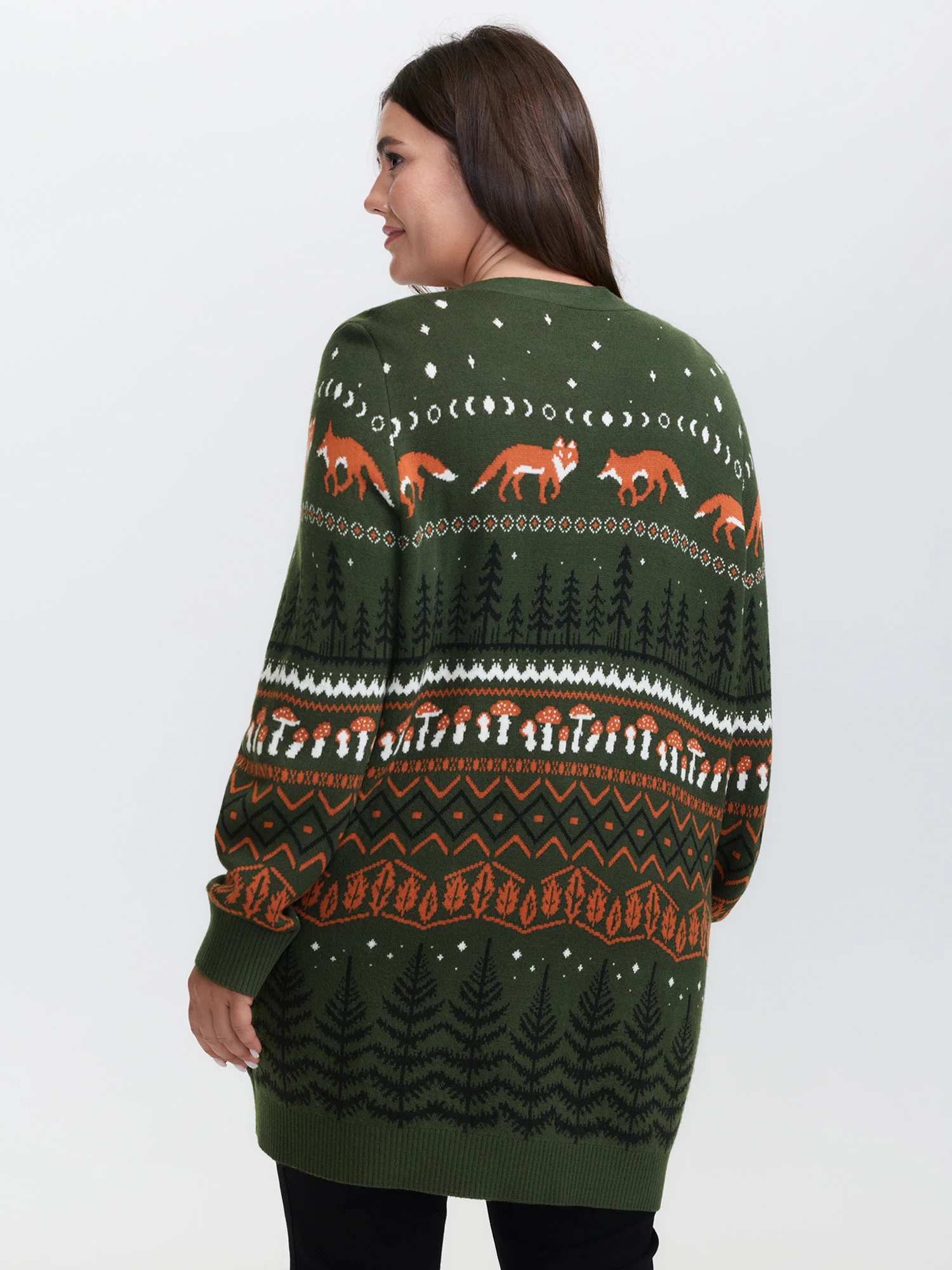 Fox in Forest Contrast Knit Cardigan - Image 5
