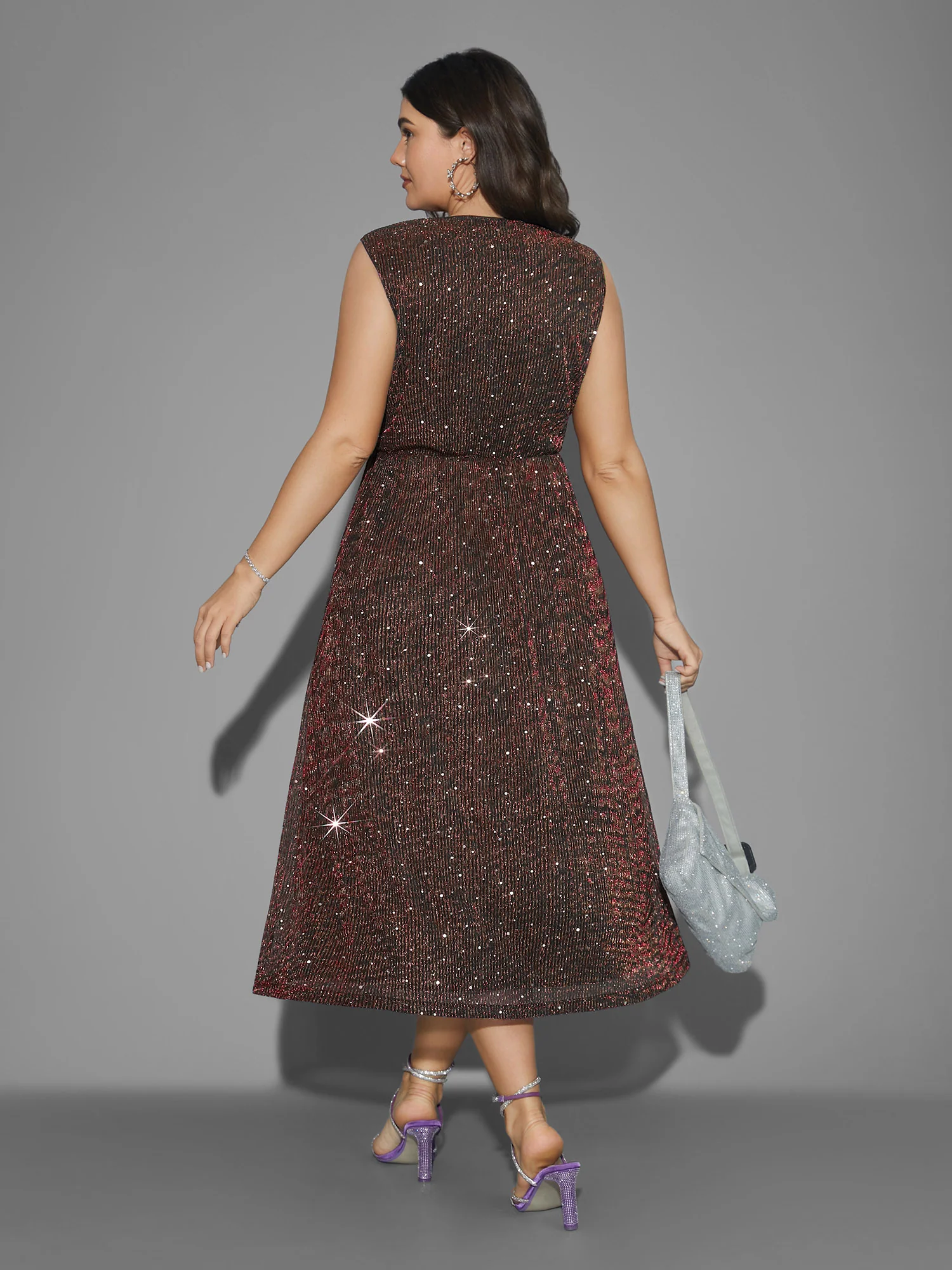 Sequin Surplice Neckline Sleeveless Midi Dress - Image 15