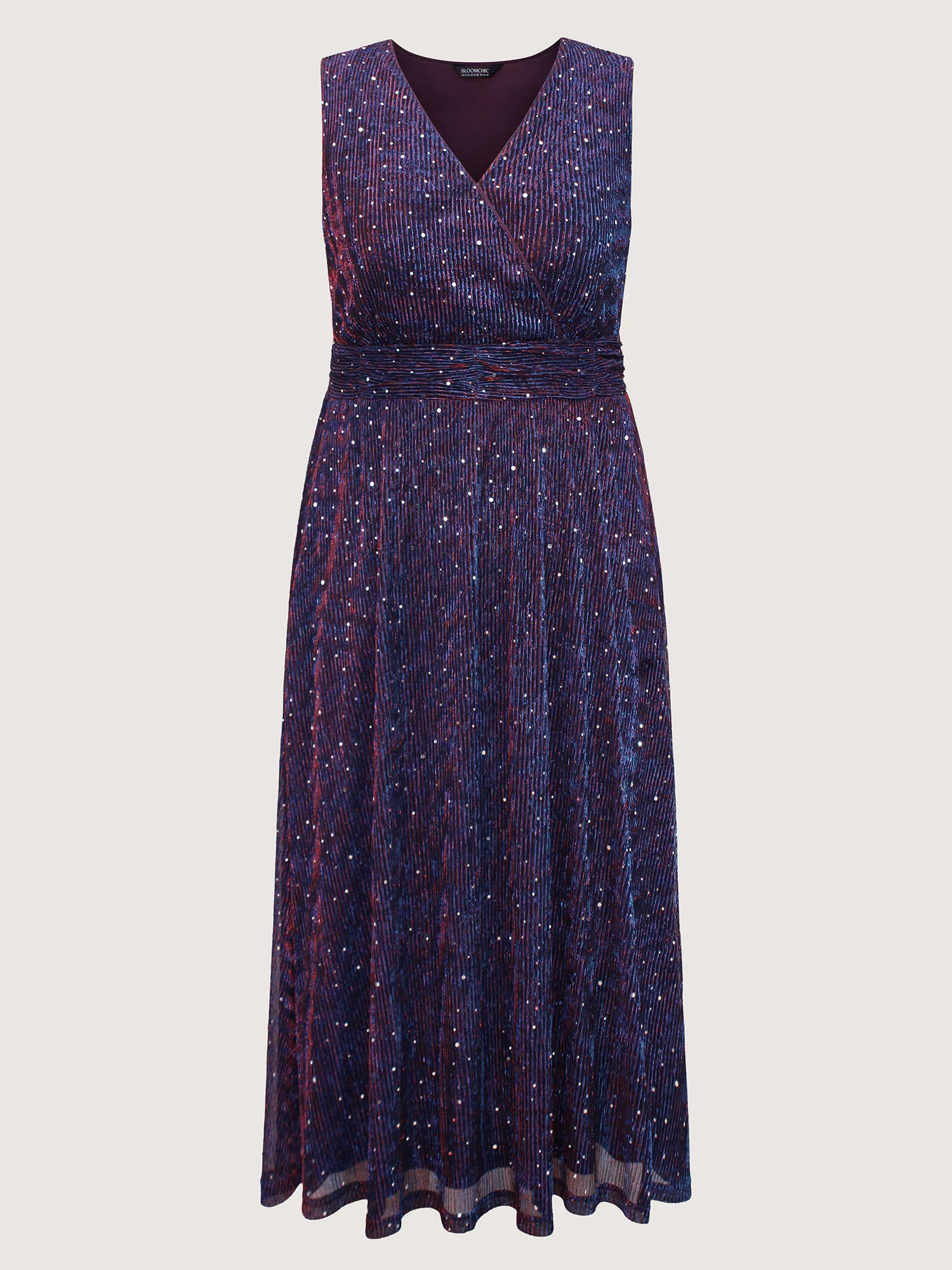 Sequin Surplice Neckline Sleeveless Midi Dress - Image 7