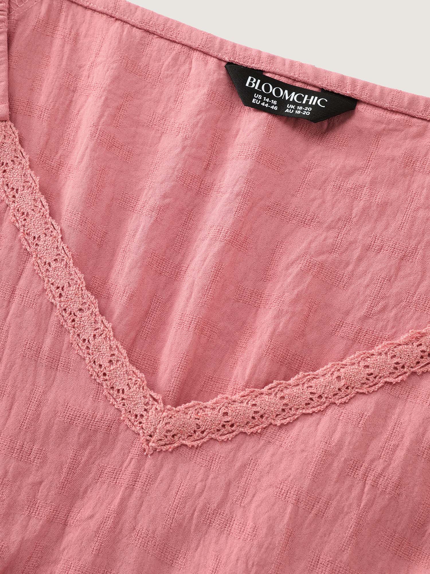 Lace Trim Ruffled Hem Plain Blouse - Image 5