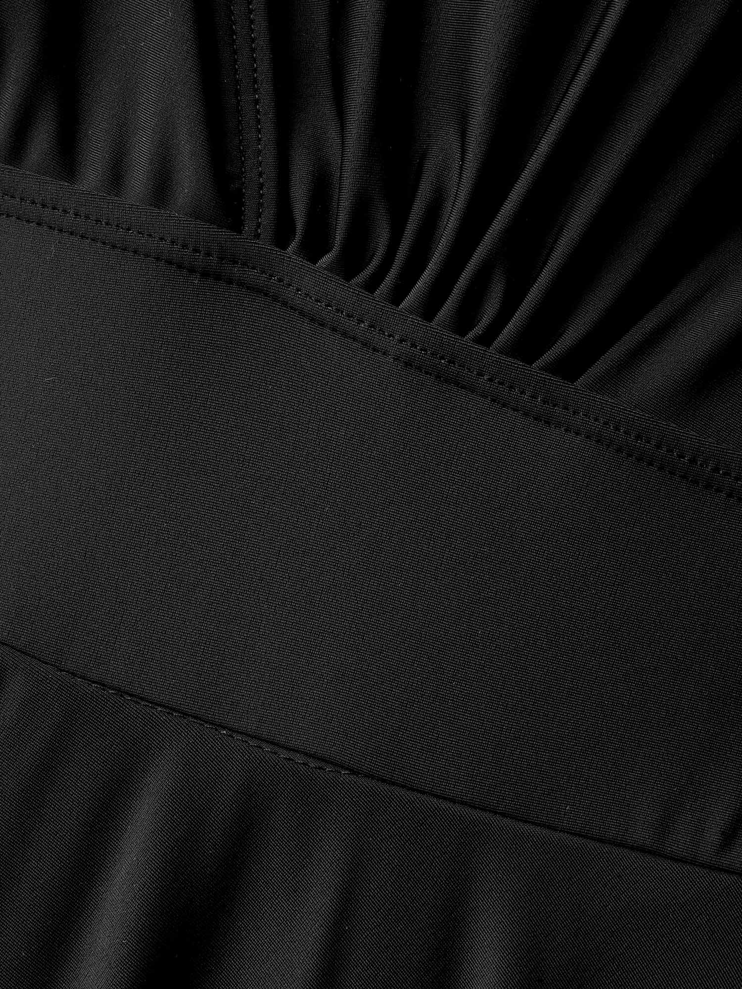 Laser Cut Surplice Neck Waist-Cinched Swim Dress - Image 6