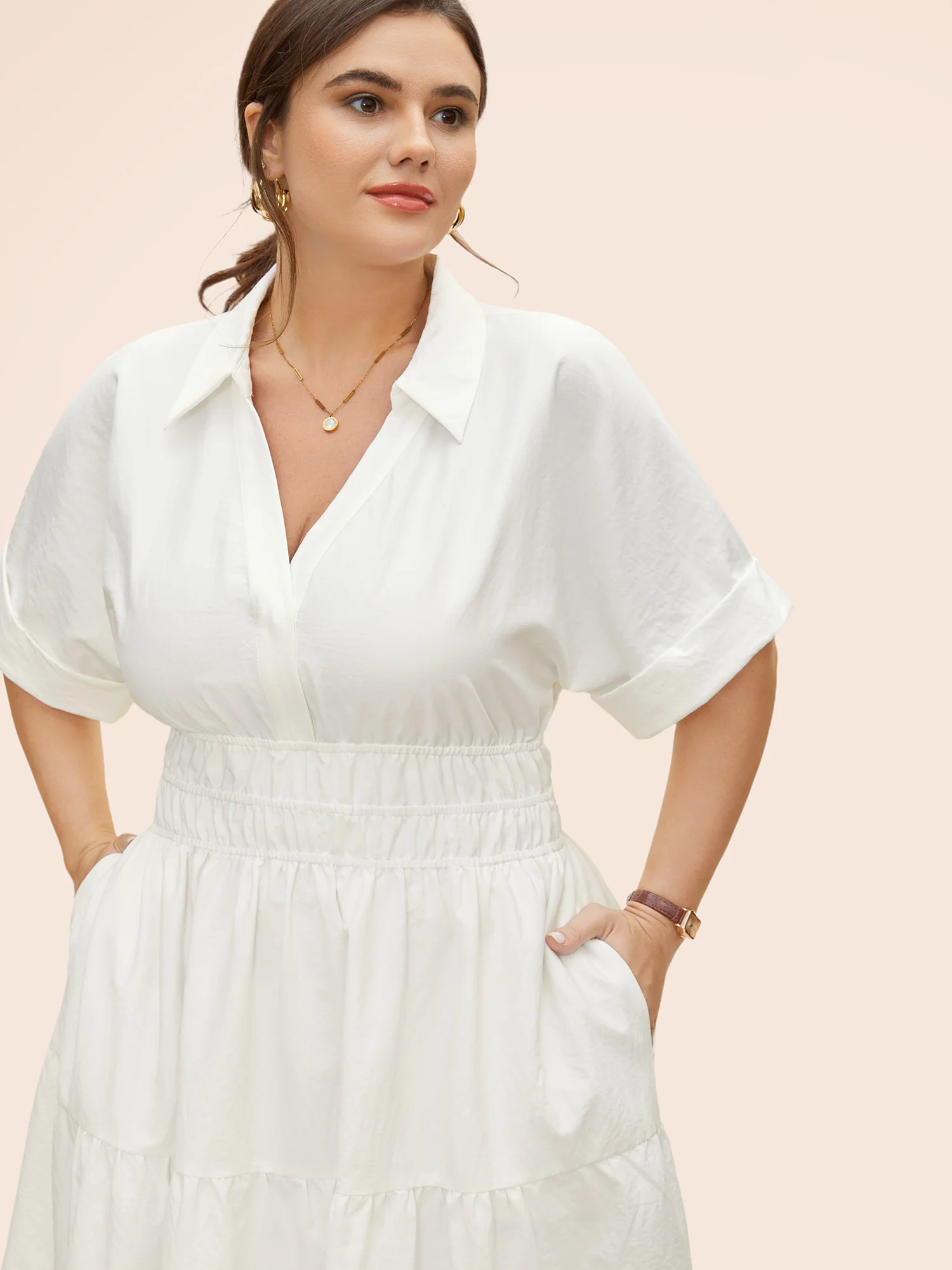 Midfield Tiered Midi Shirt Dress - Image 11