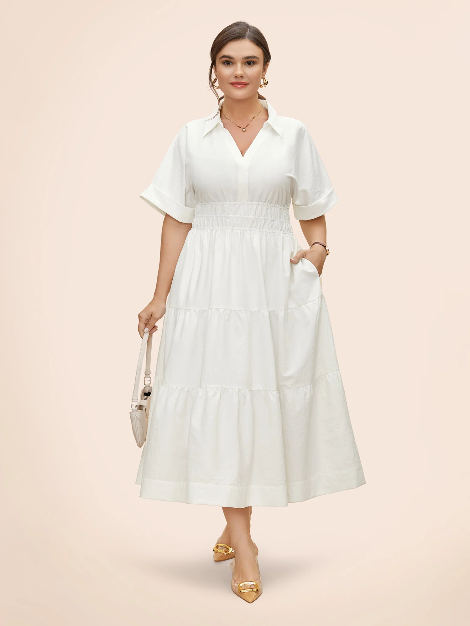 Midfield Tiered Midi Shirt Dress - Image 8