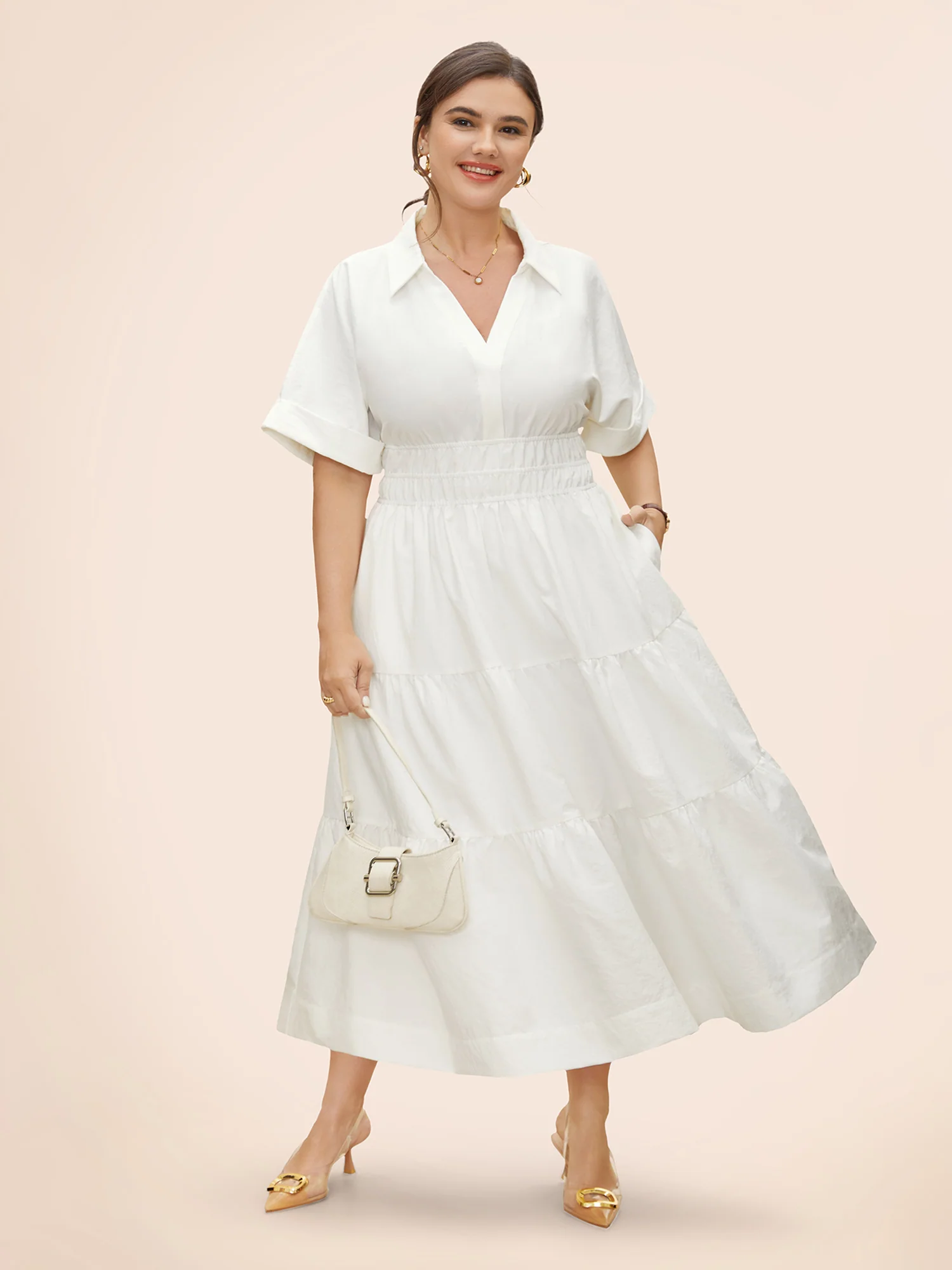 Midfield Tiered Midi Shirt Dress - Image 9