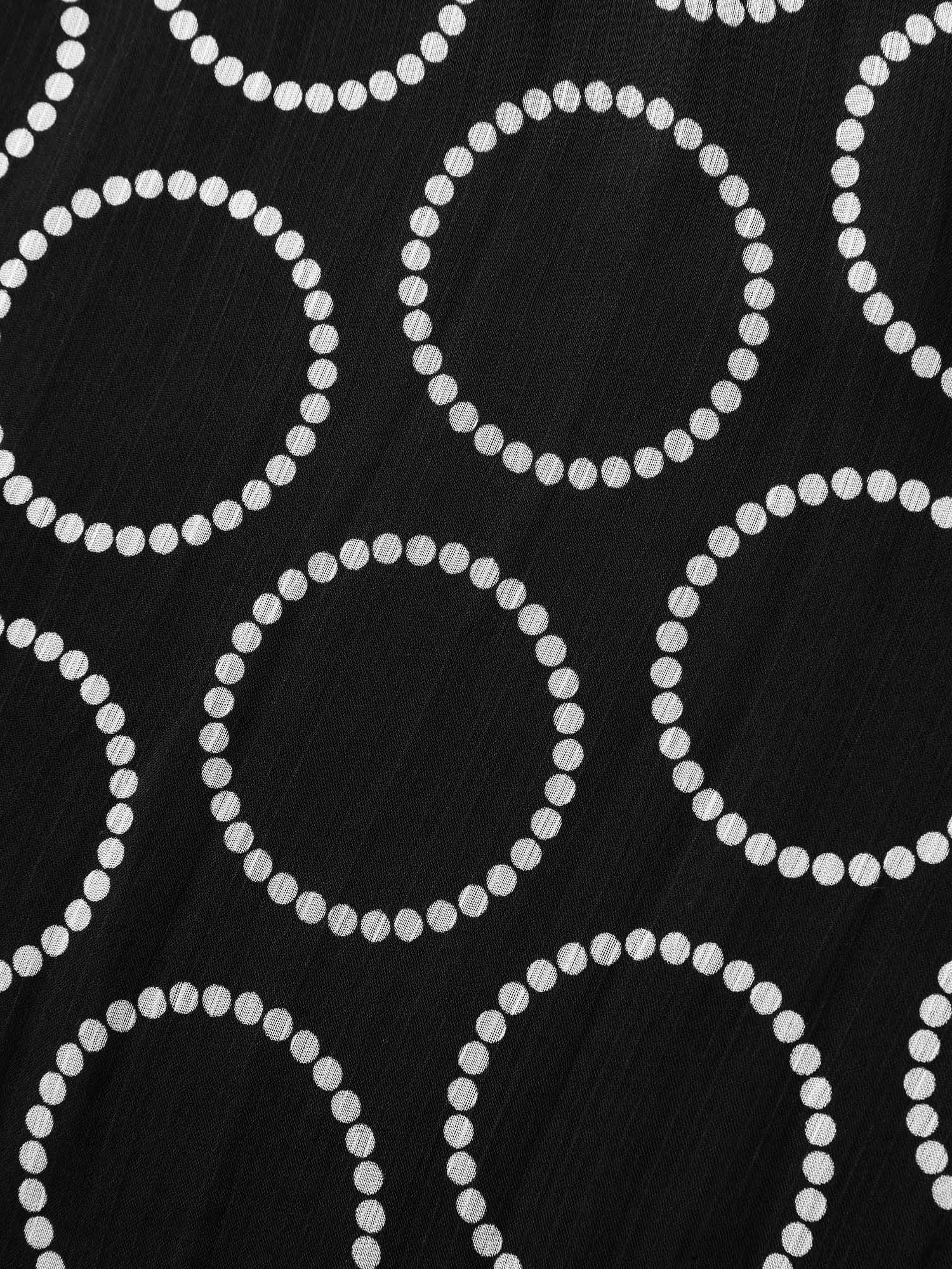 Polka Dot Mock Neck Mesh Patchwork Blouse - Image 6