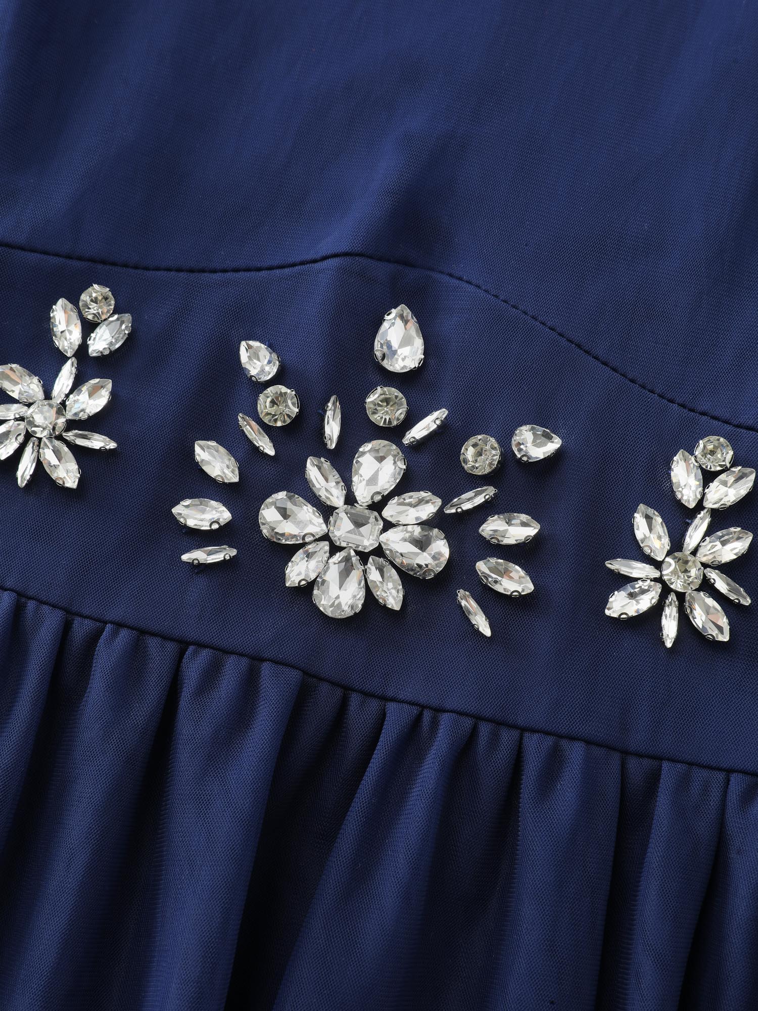 Rhinestone Triangular Mesh Cinched-Waist Maxi Dress - Image 7