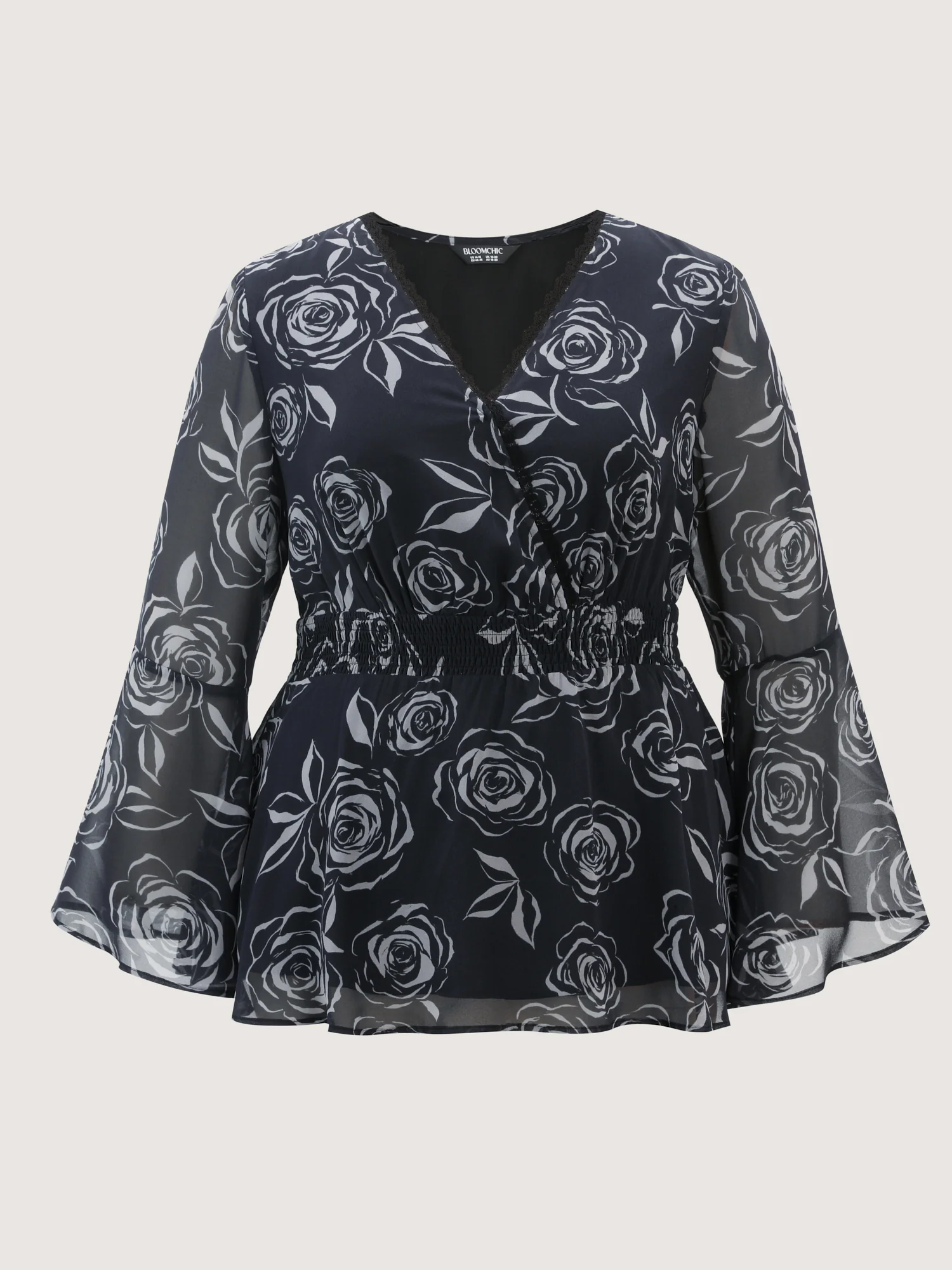 Rosy Romance Cinched Flared Blouse - Image 8